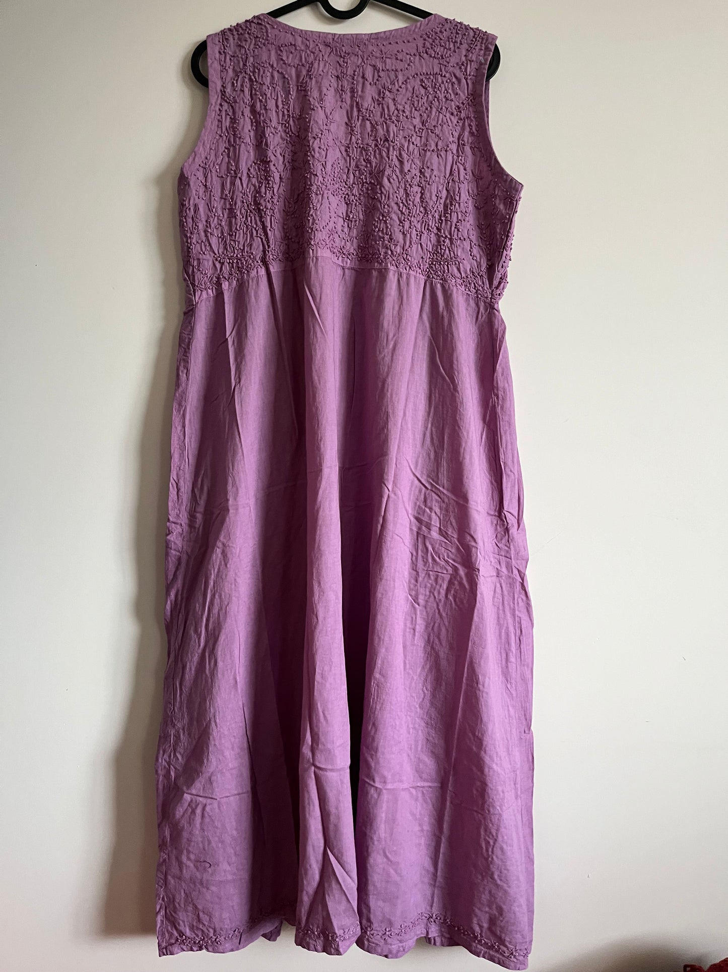 Sleeveless Aliya cut dress -Pink Lavender (with work on front and back)