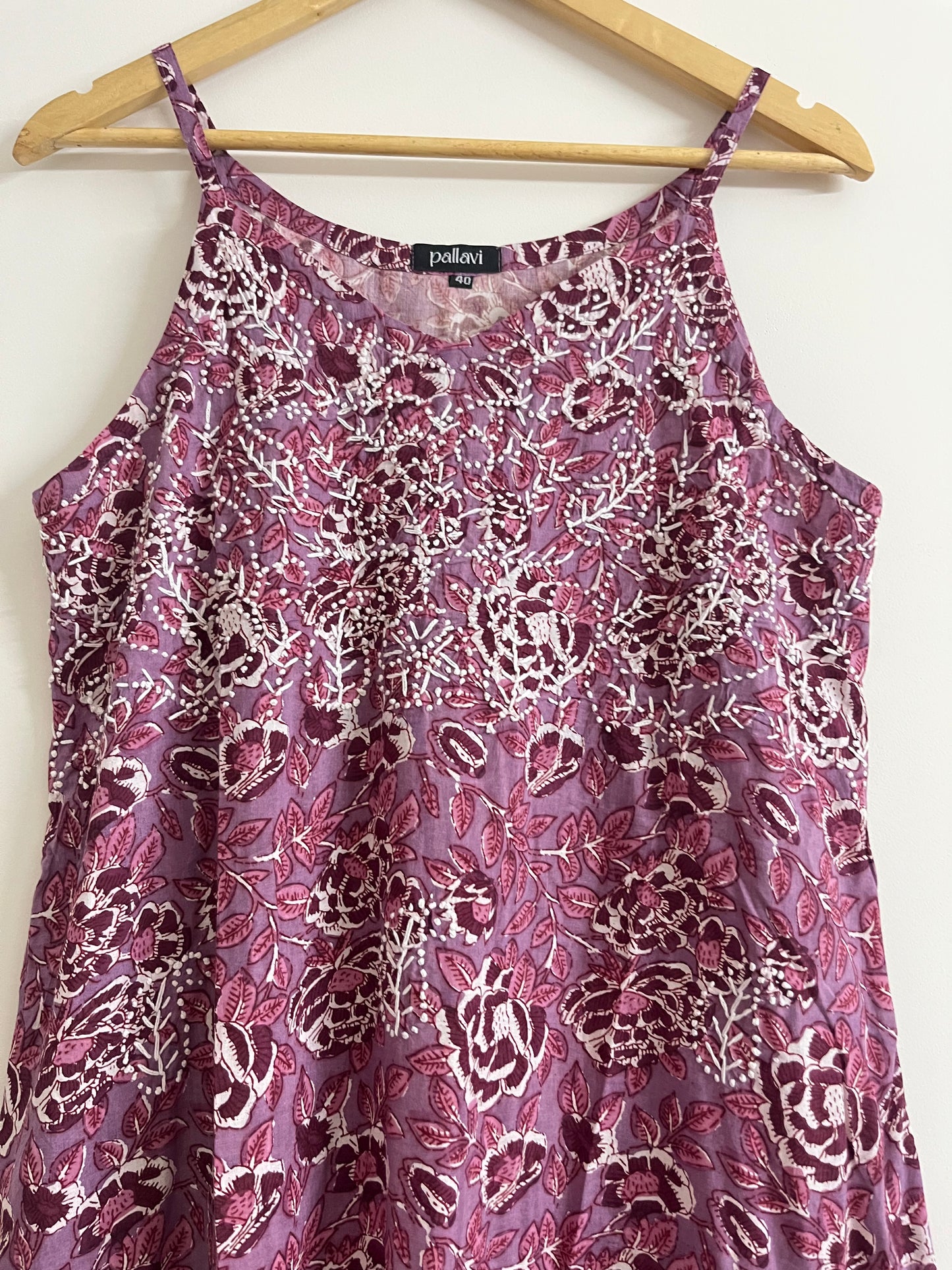 Sleeveless A-LINE Dress with Frill - Floral Blackcurrent