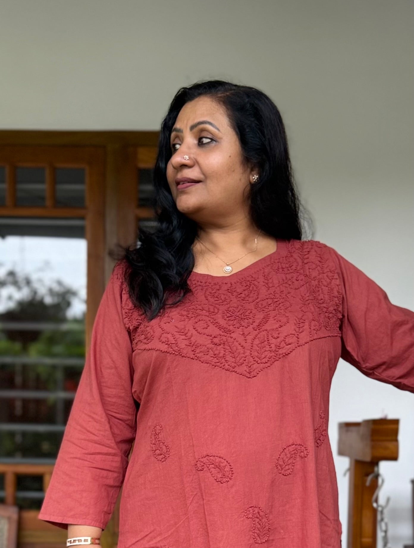 Straight Kurti and pant - Brown