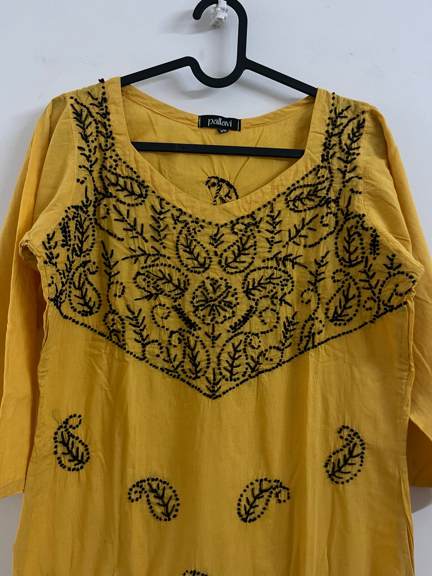Straight Kurti PRE-ORDER - Black knots on Mustard Yellow