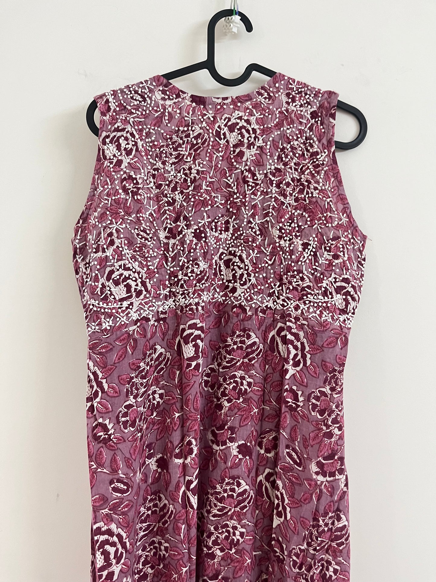 Sleeveless Aliya cut dress (with work on front and back) PRE-ORDER - Floral Blackcurrent