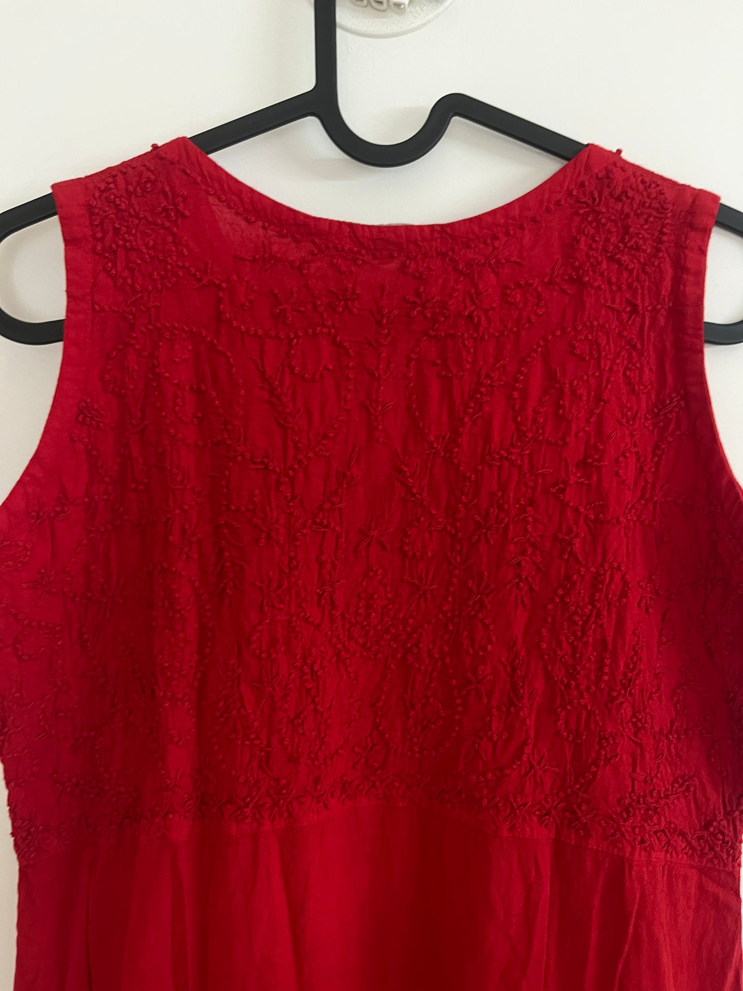 Sleeveless Aliya cut dress (with work on front and back) PRE-ORDER - Red