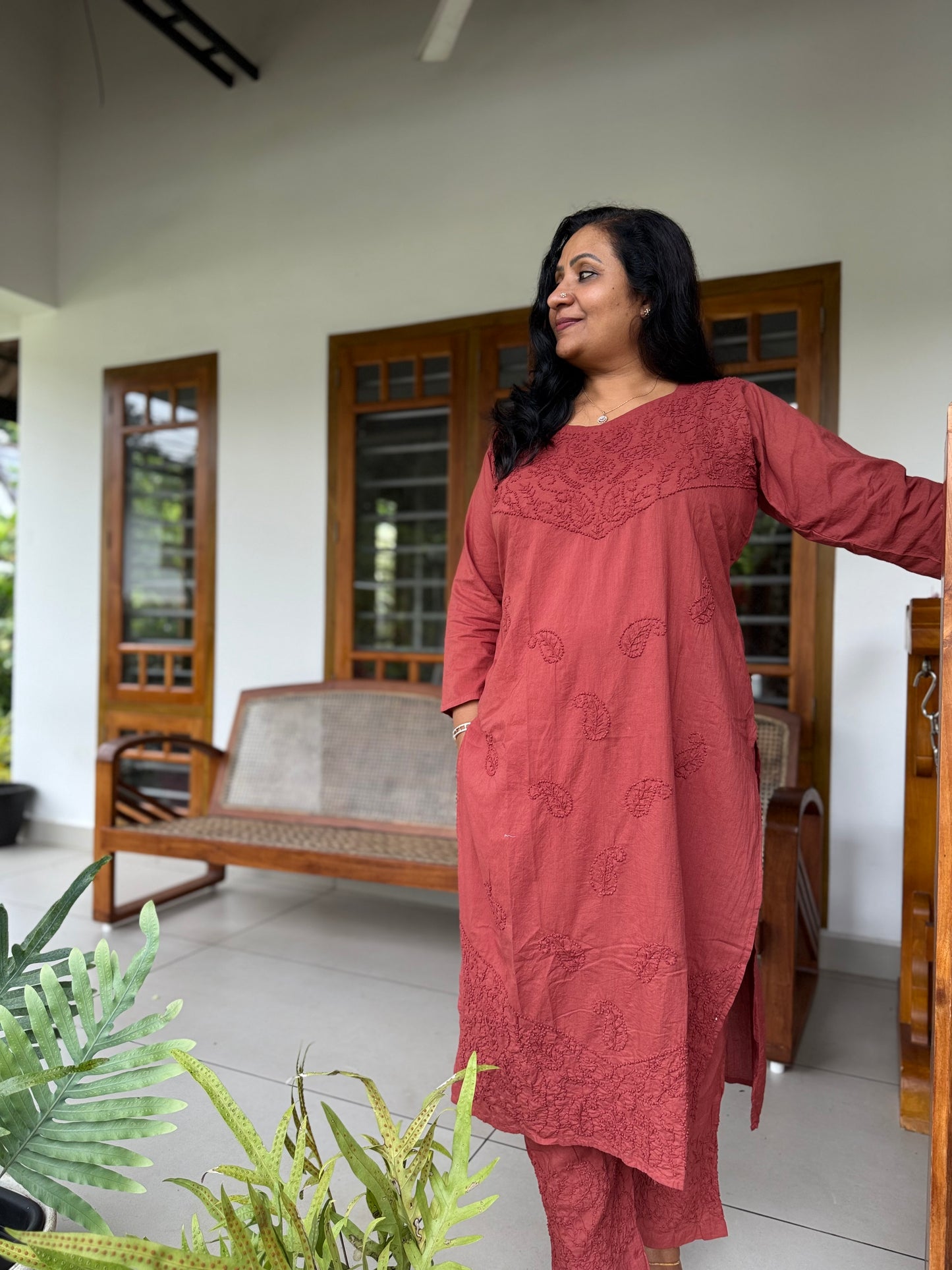 Straight Kurti and pant - Brown