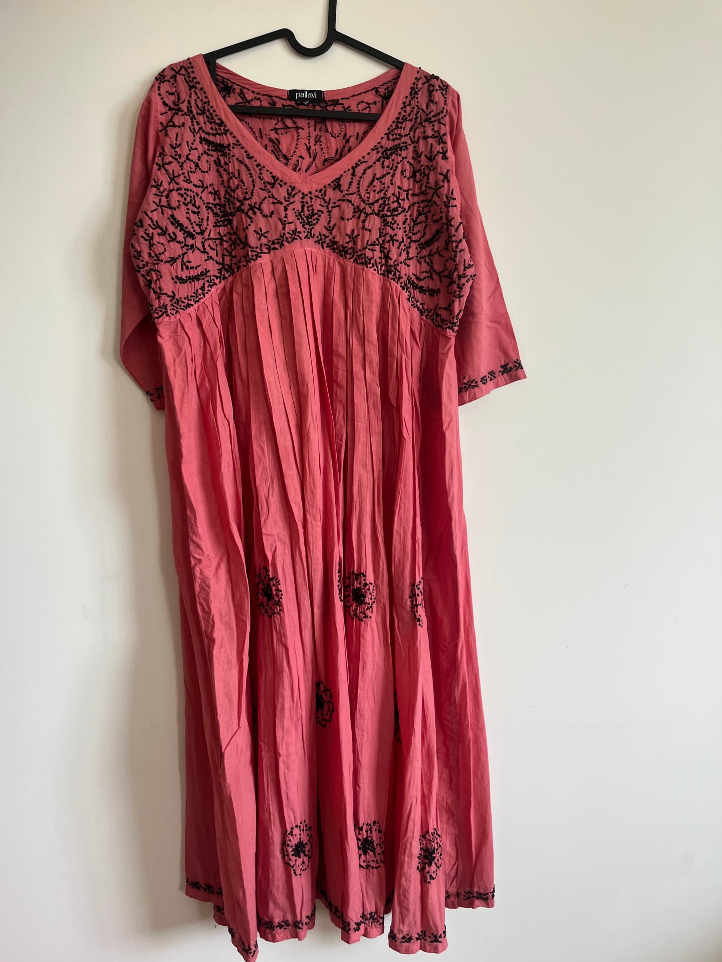 Aliya cut dress -Black knots on Nude Pink (with work on front and back)