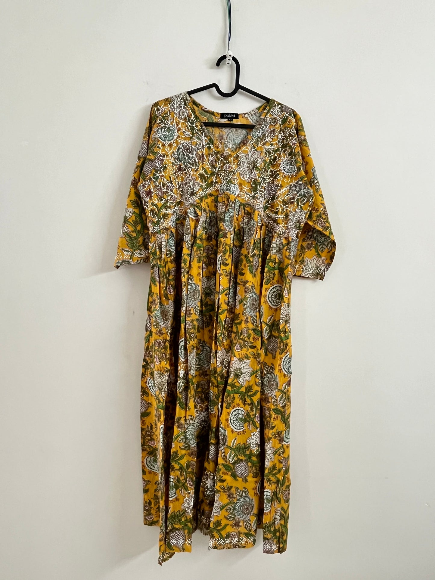 Aliya Cut Dress - Floral Yellow Green