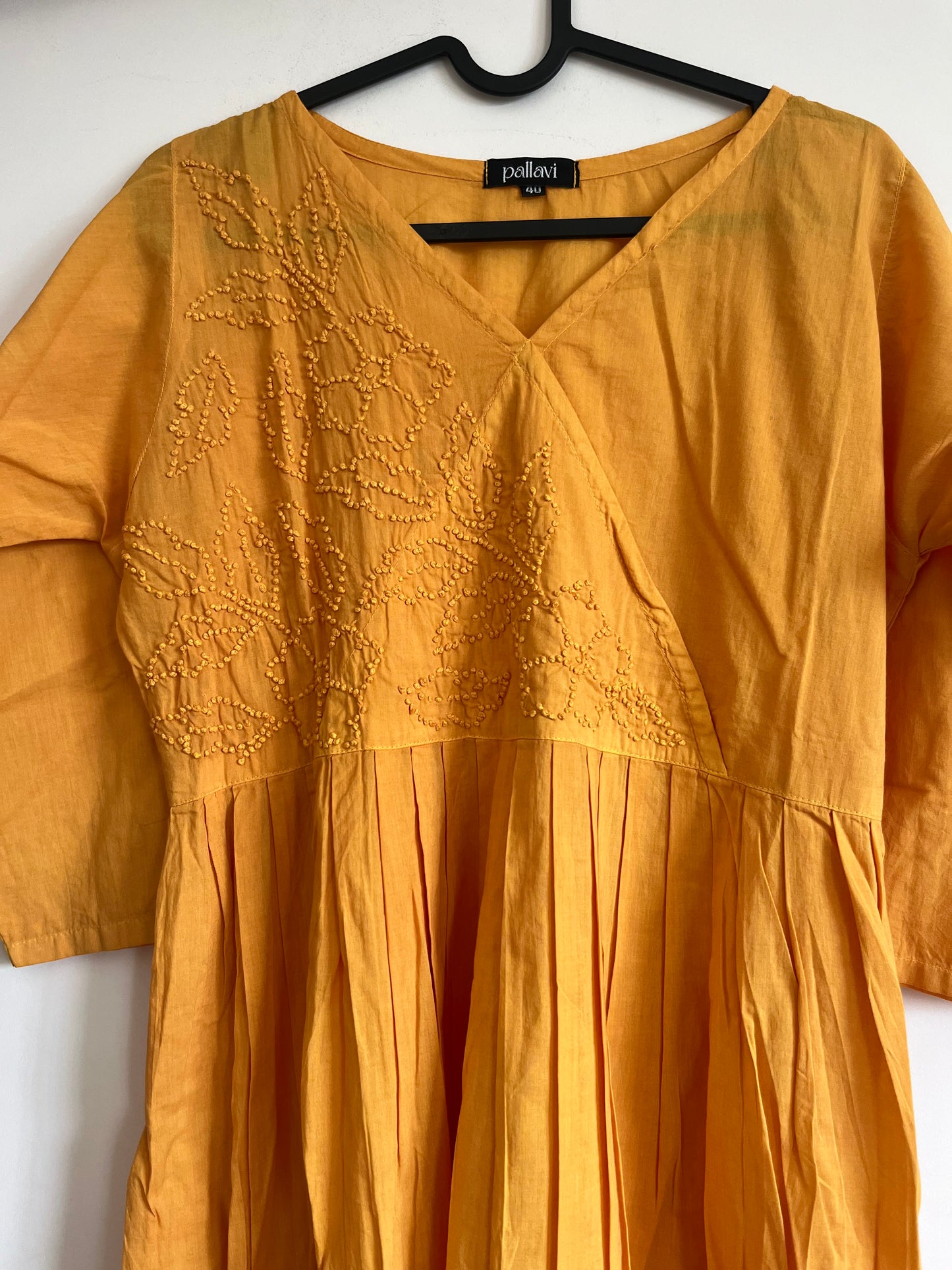 Pleated Angrakha dress - Mustard Yellow