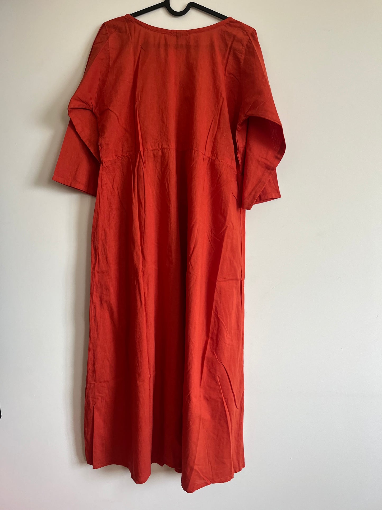 Pleated Angrakha dress - Dark Rust Orange
