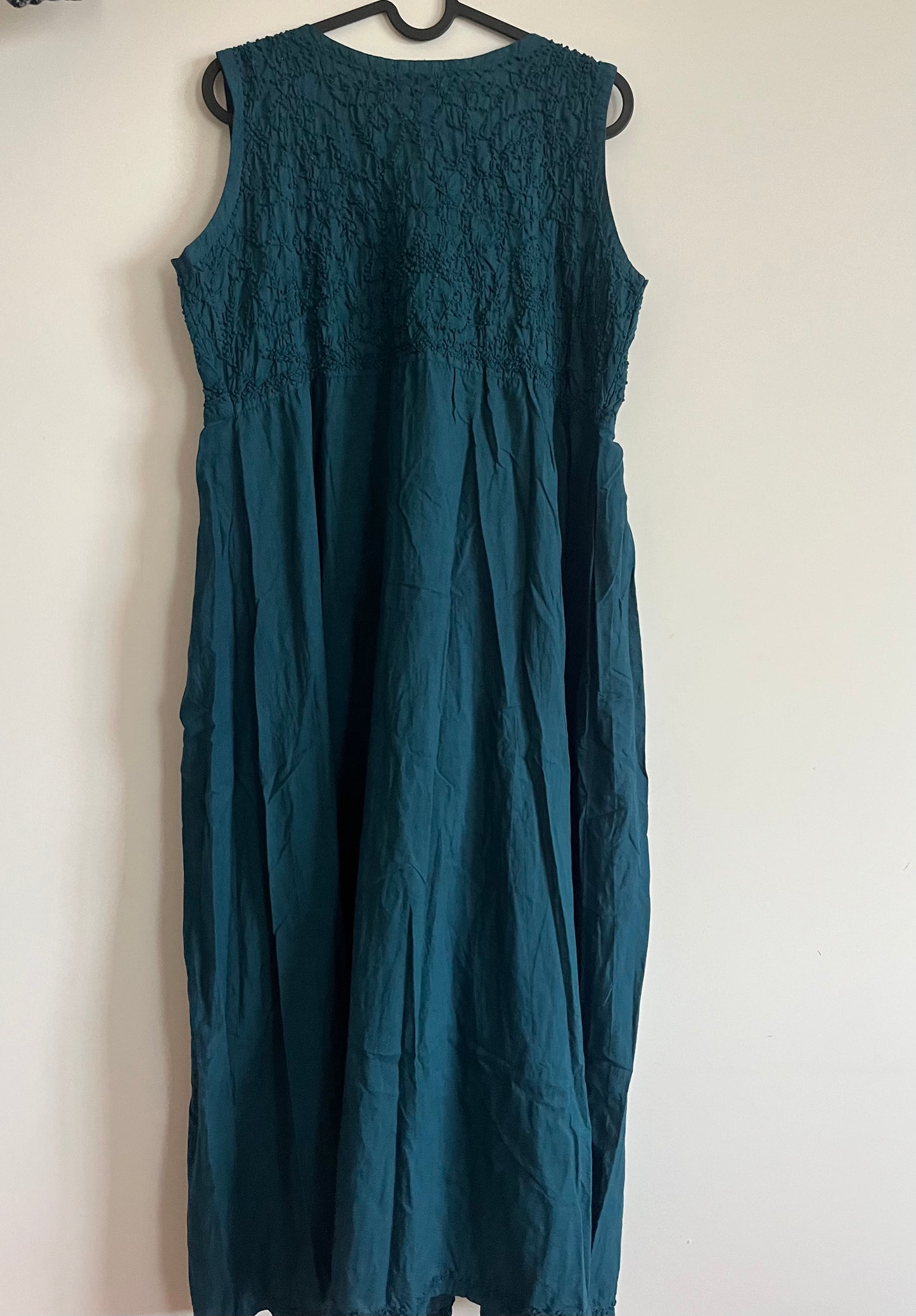 Sleeveless Aliya cut dress -Midnight Blue (with work on front and back)