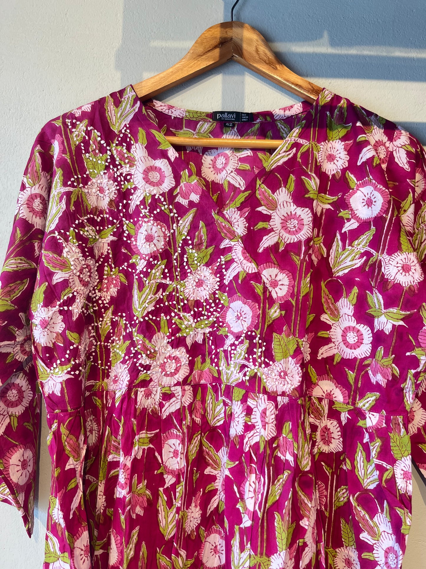 Pleated Angrakha dress - Purple Vega