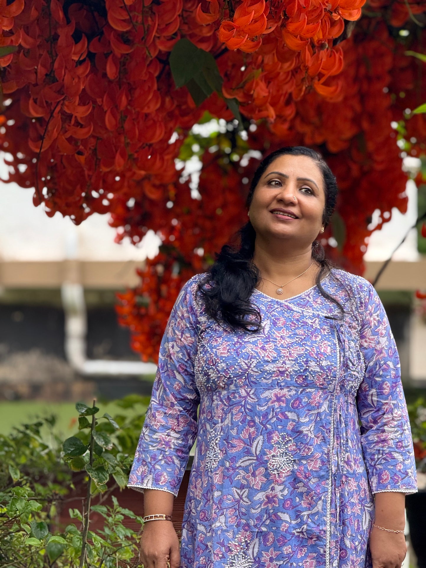 Angrakha - Floral Periwinkle