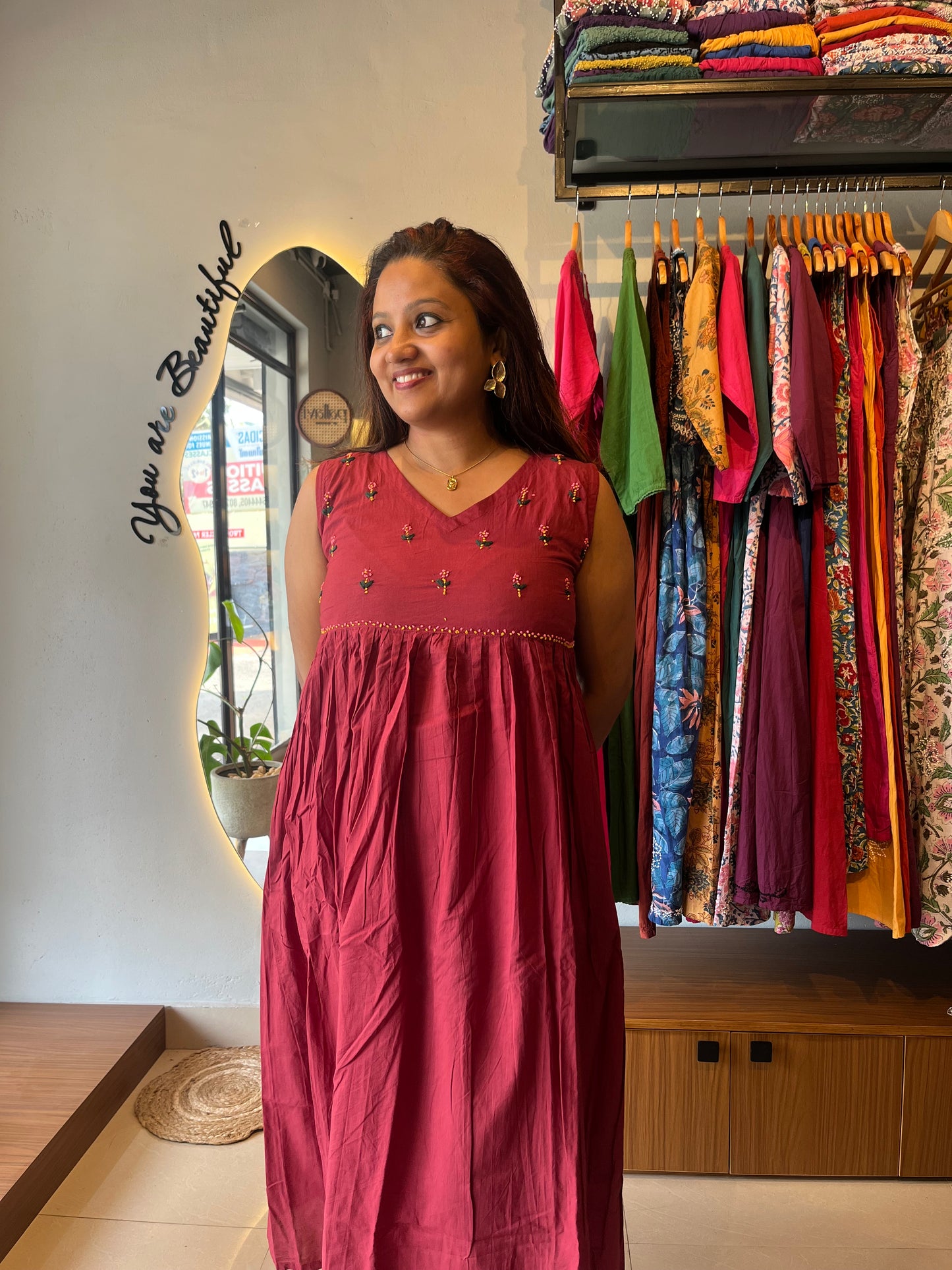 Blush and Bloom Dress - Maroon