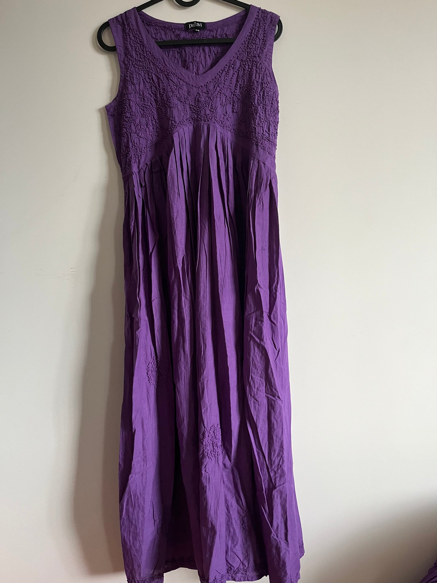 Aliya Cut Sleeveless Dress -Dark Lavender (with work on front and back)
