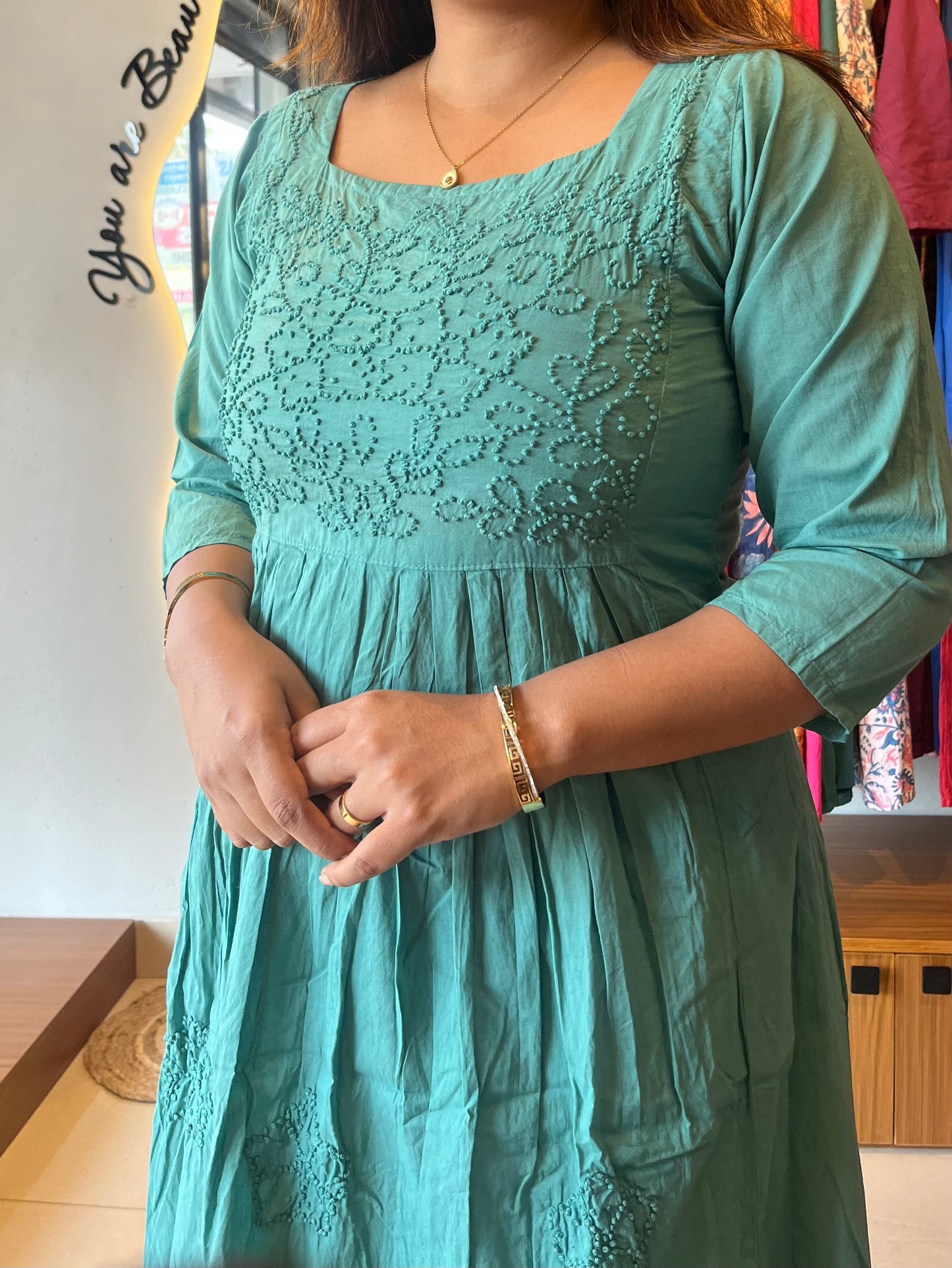 Pleated dress - Teal