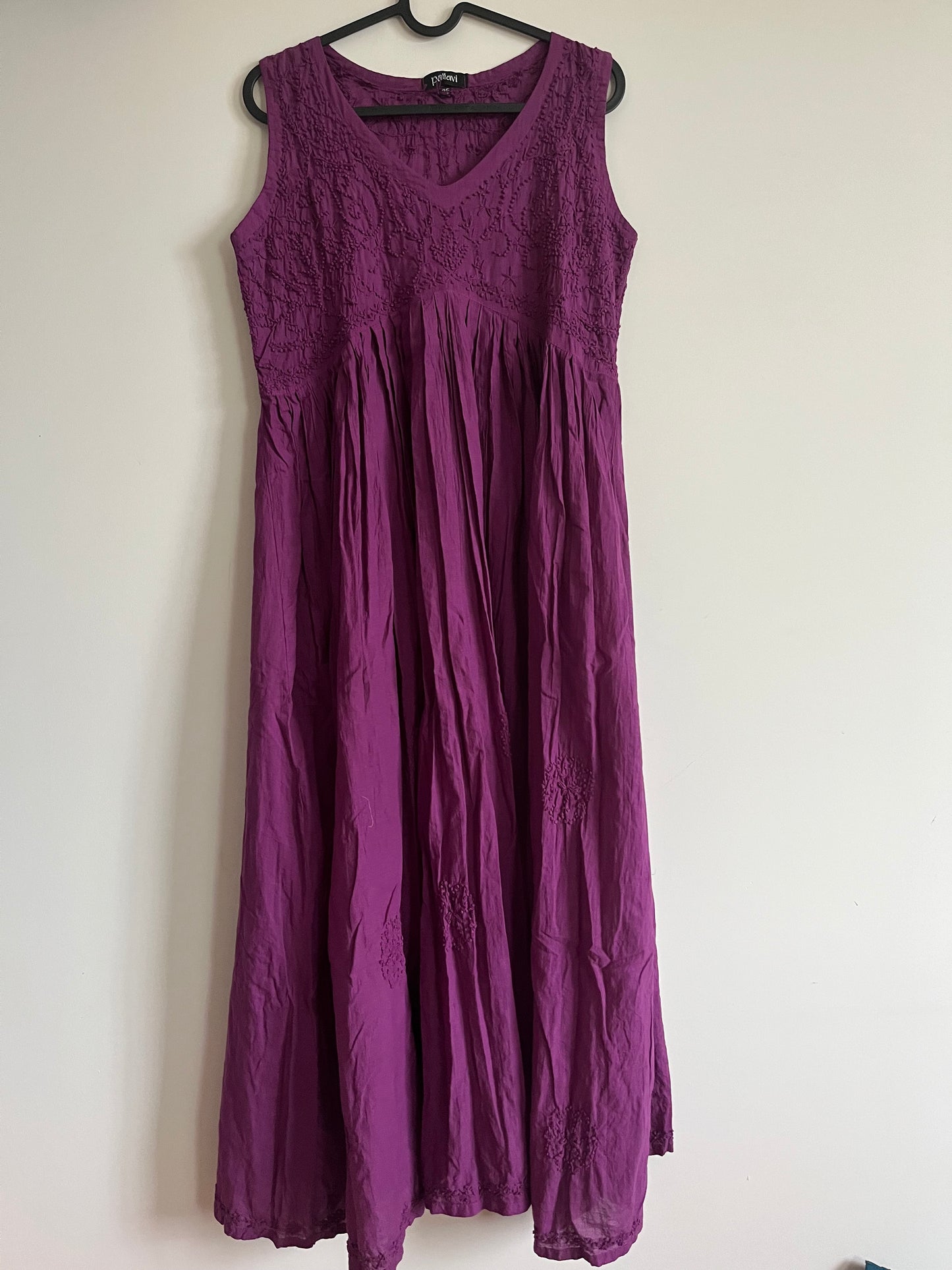 Sleeveless Aliya cut dress -Purple (with work on front and back)