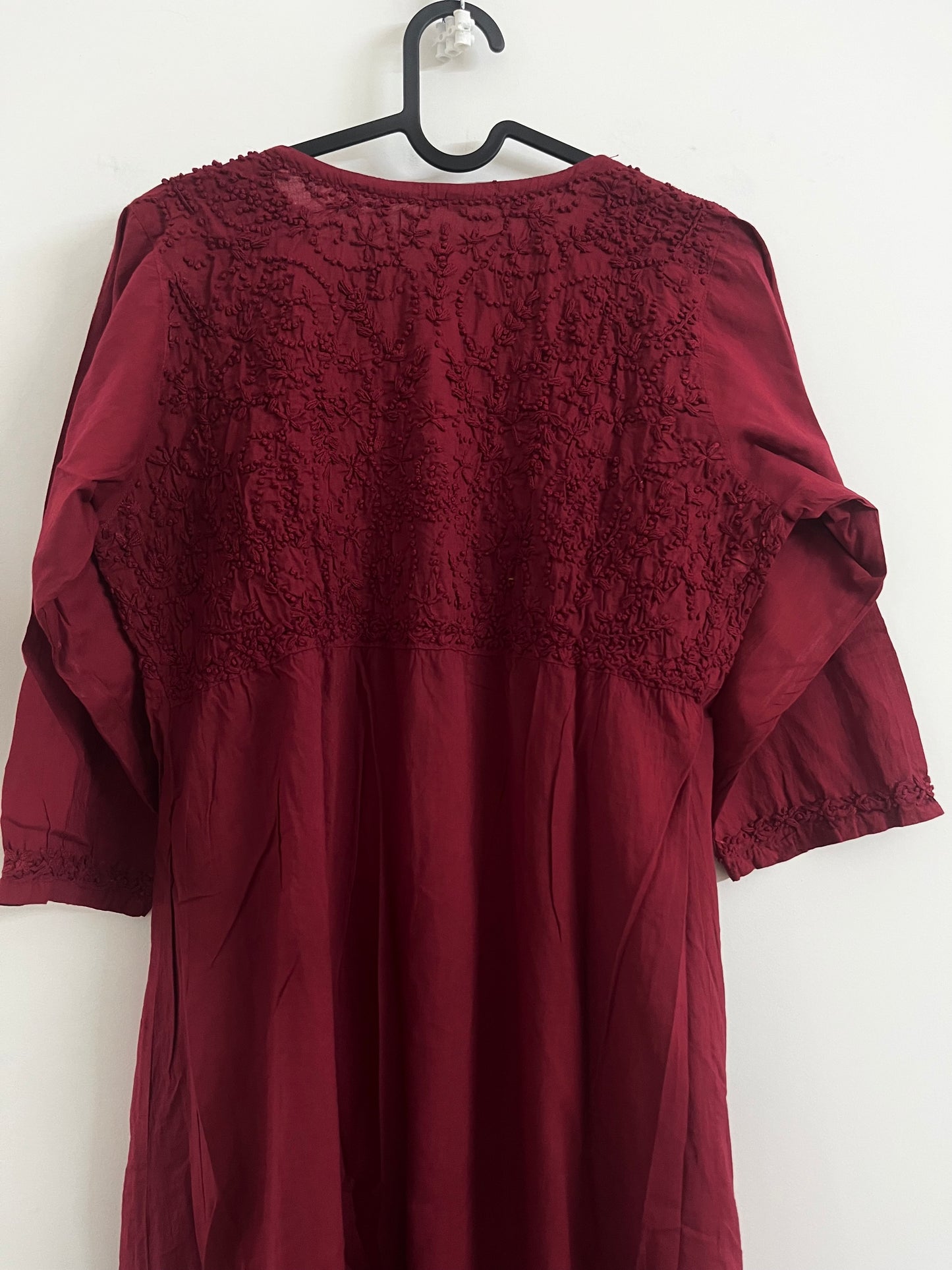 Aliya Cut Dress PRE-ORDER - Maroon (with work on front and back)