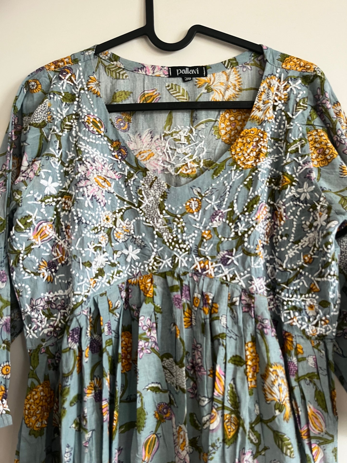 Aliya Cut Dress - Floral Grey Green