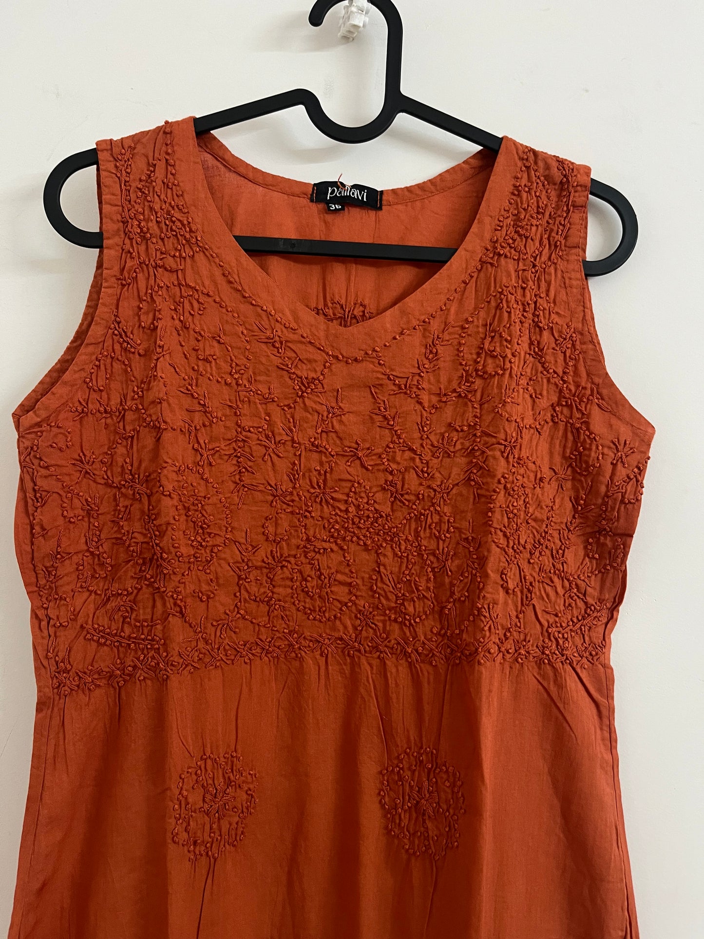 Sleeveless Straight kurti PRE-ORDER - Dark Rust Orange