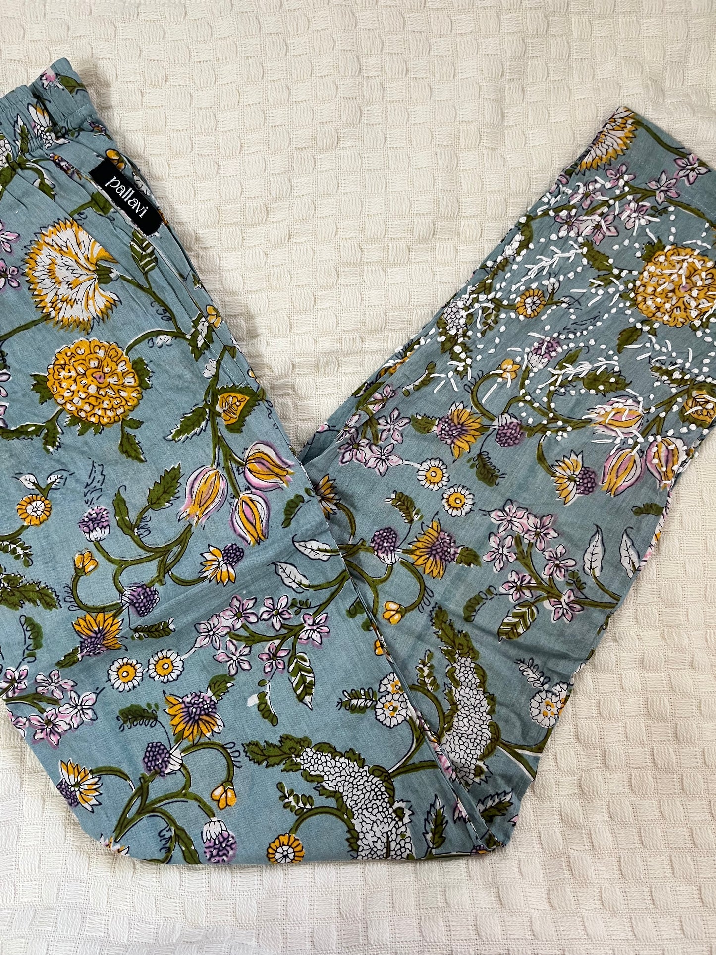 Straight Kurti and pant - Floral Grey Green