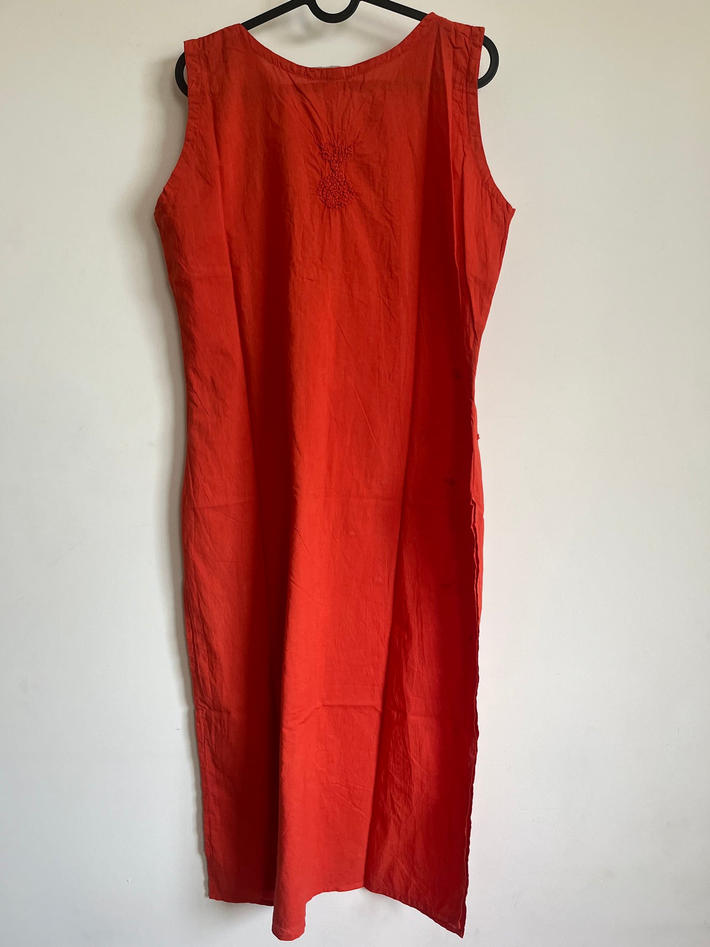 Straight Kurti and pant (Sleeveless) - Dark Rust Orange