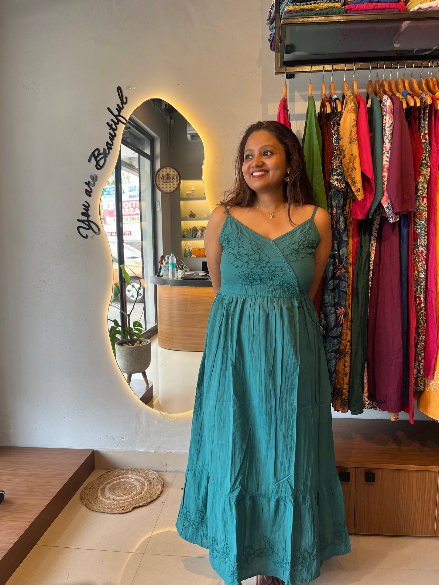 Garden whispers Dress - Peacock green