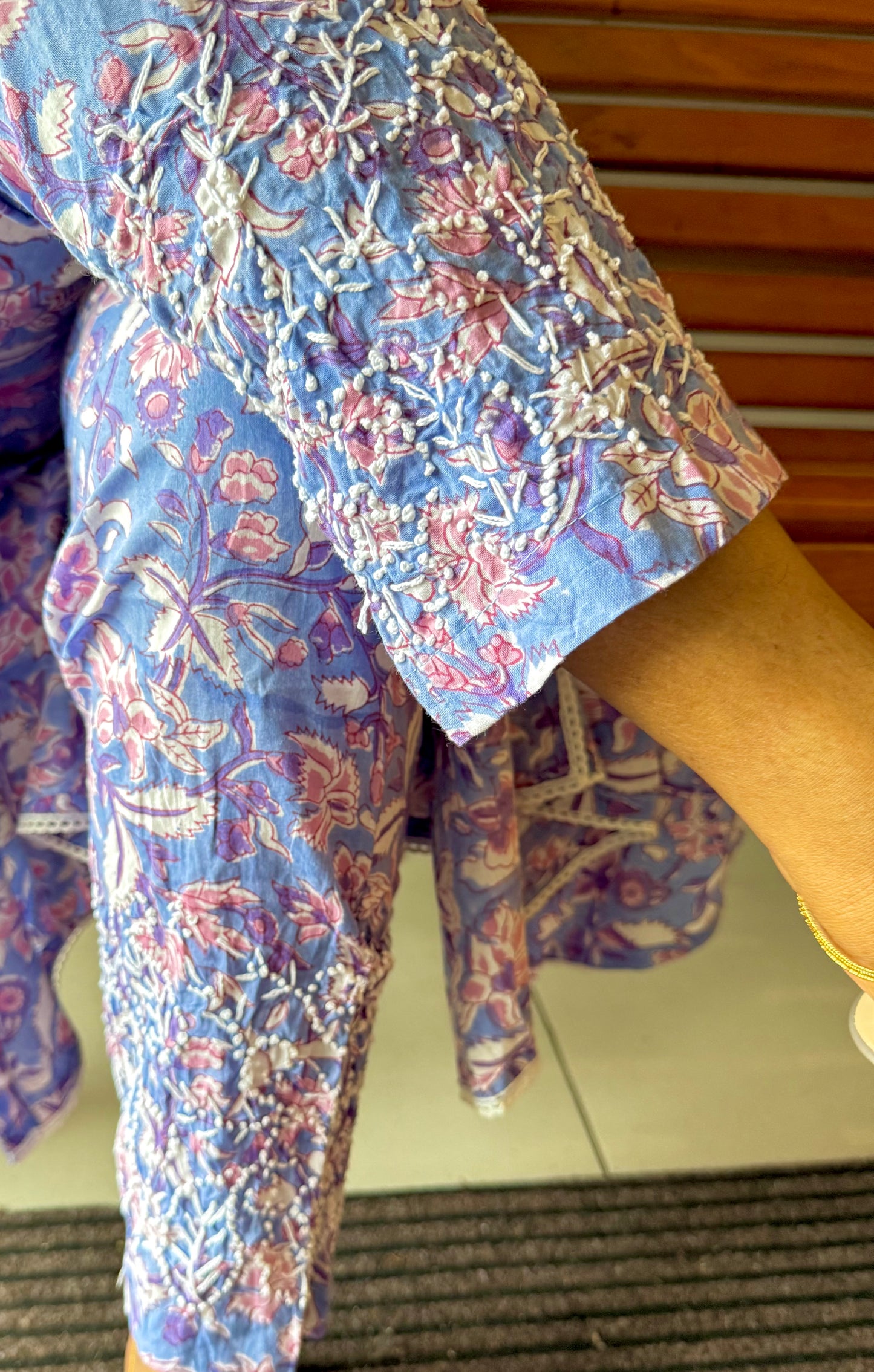 Printed Pants - Floral Periwinkle
