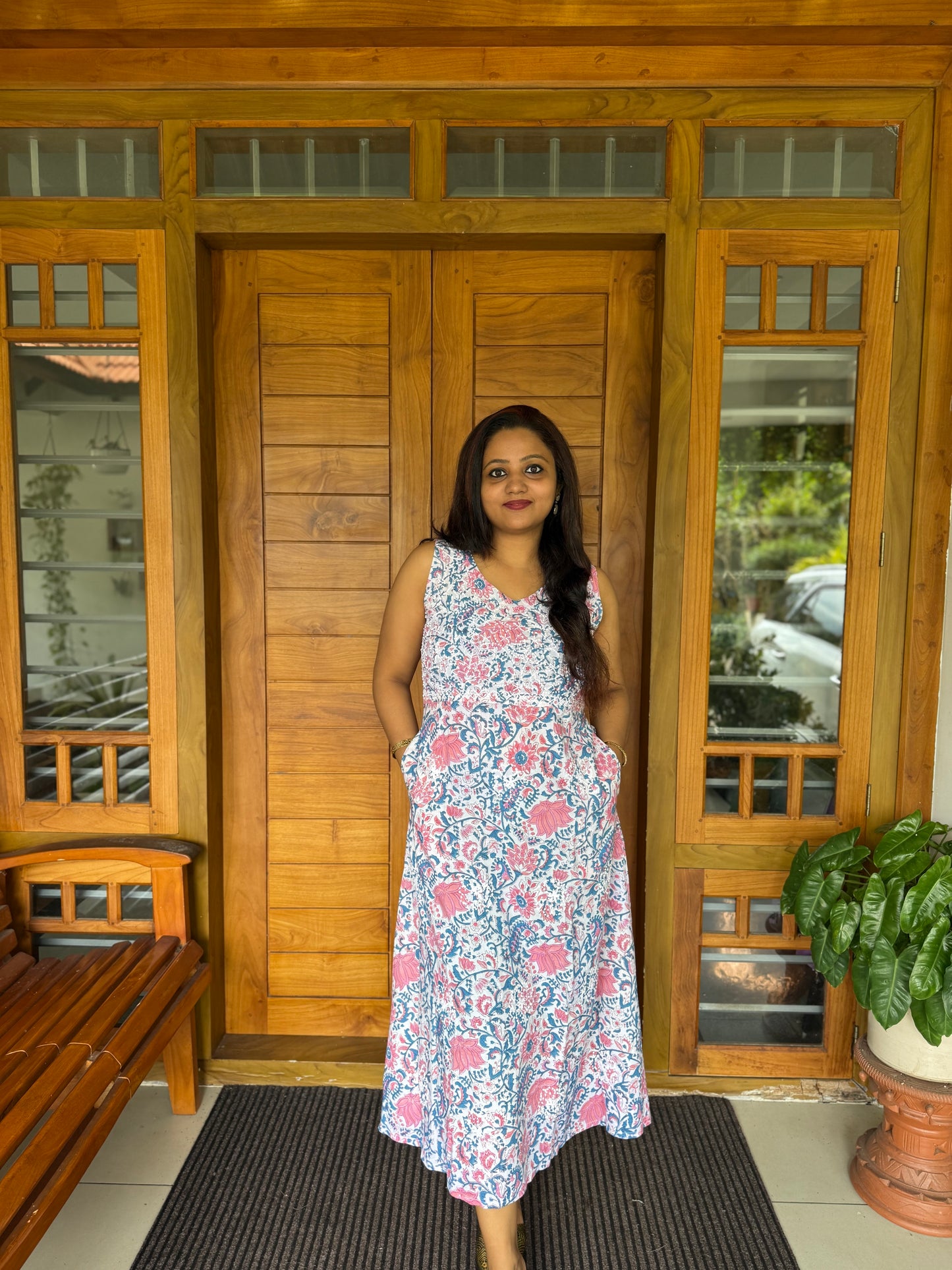 Sleeveless A-line Dress - Varnika