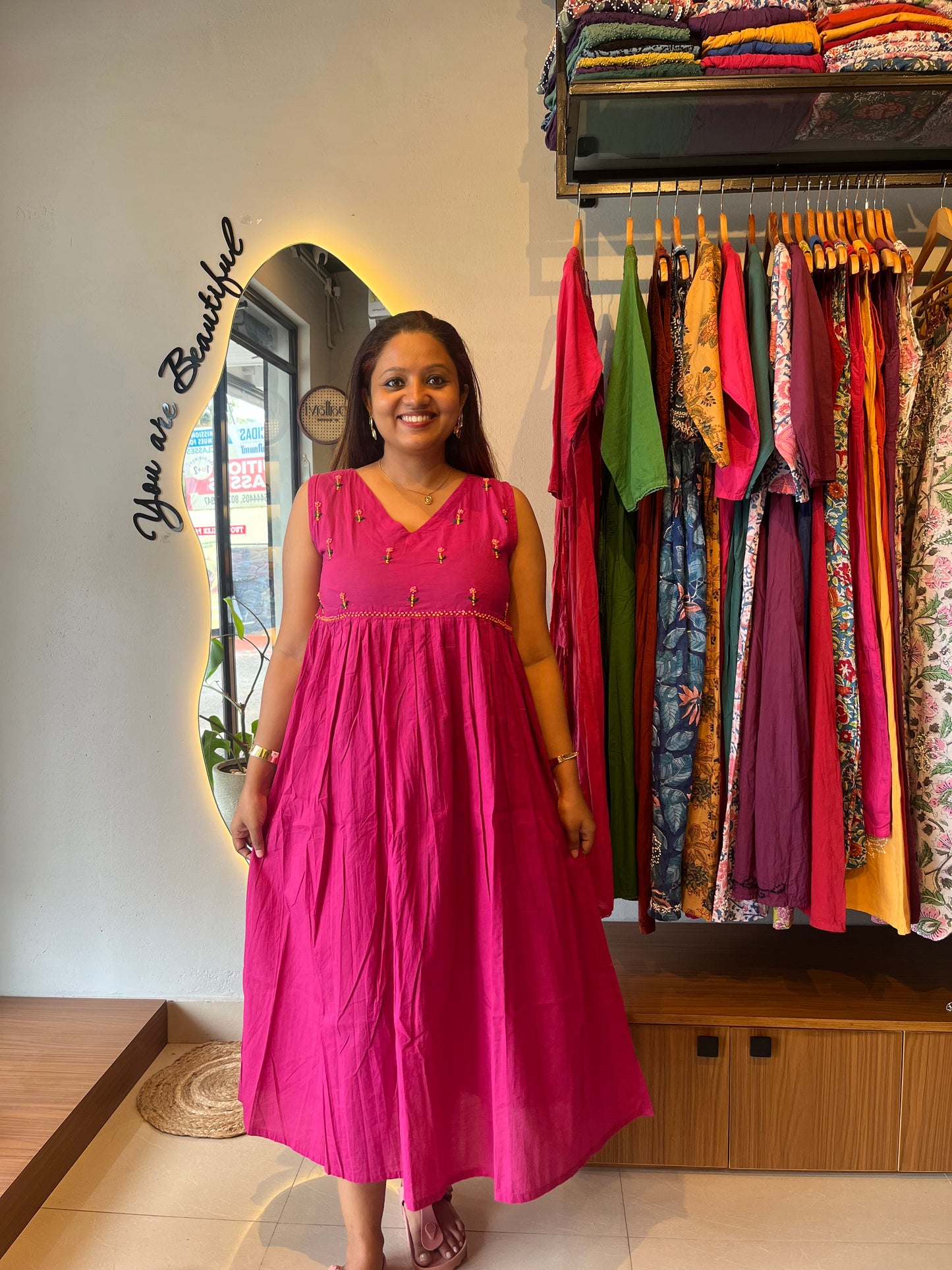 Blush and Bloom Dress - Hot Pink