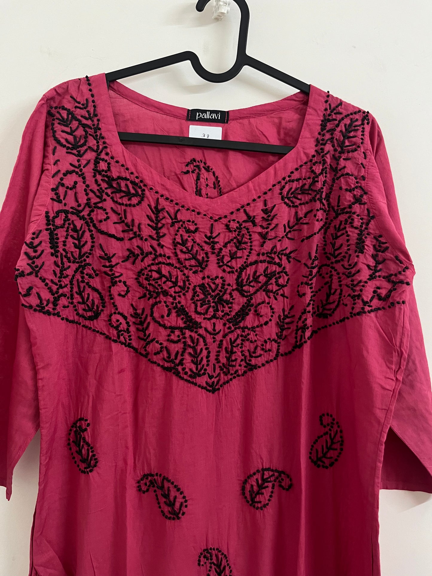 Straight Kurti PRE-ORDER - Black knots on Pink