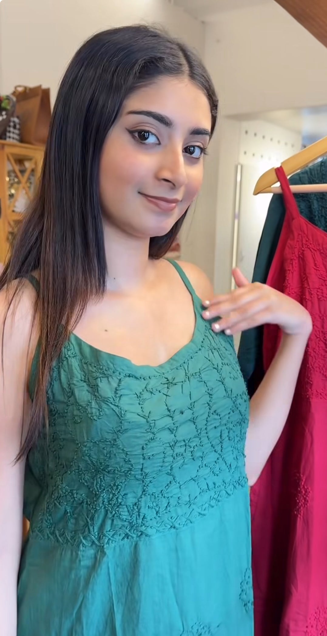 Sleeveless A-line Dress - Bottle Green
