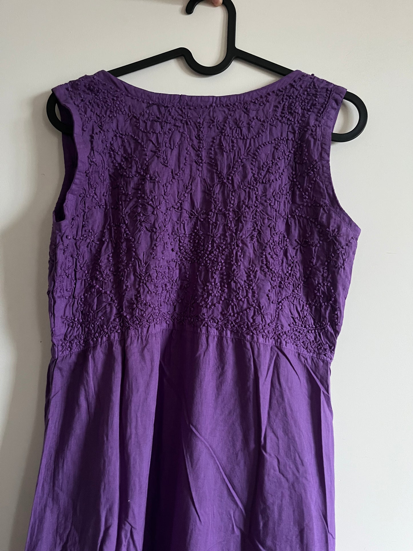 Aliya Cut Sleeveless Dress -Dark Lavender (with work on front and back)