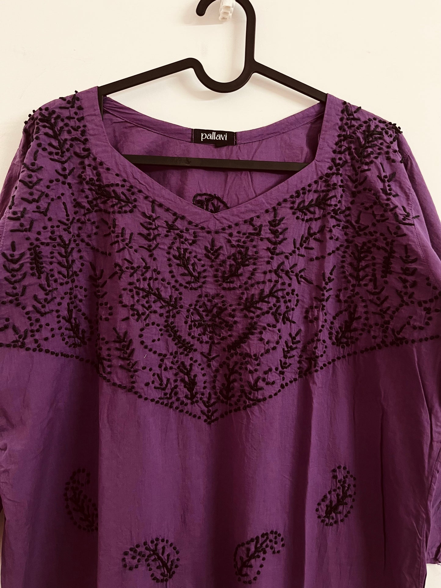 Straight Kurti - Black knots on Purple