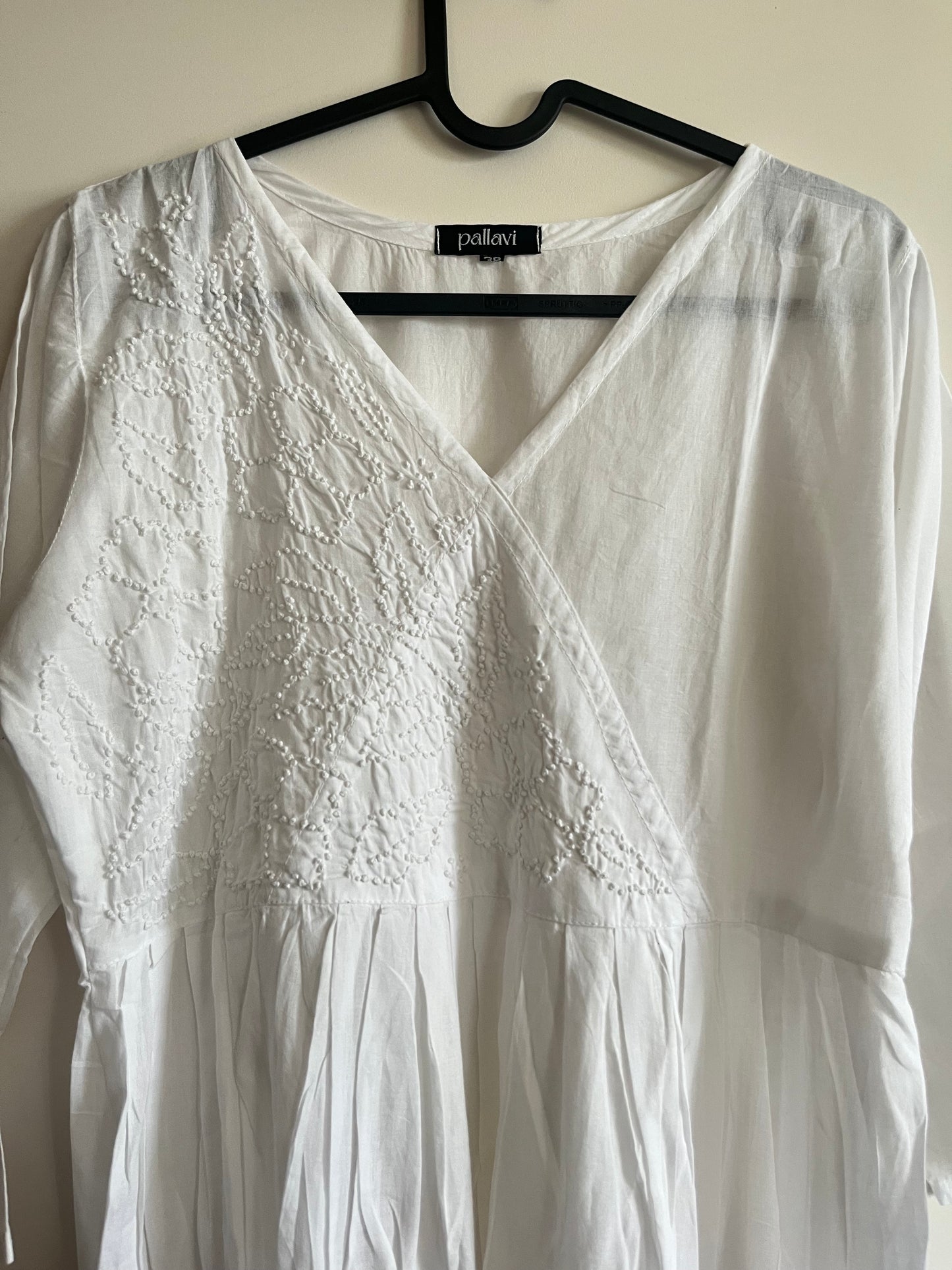 Pleated Angrakha dress - White
