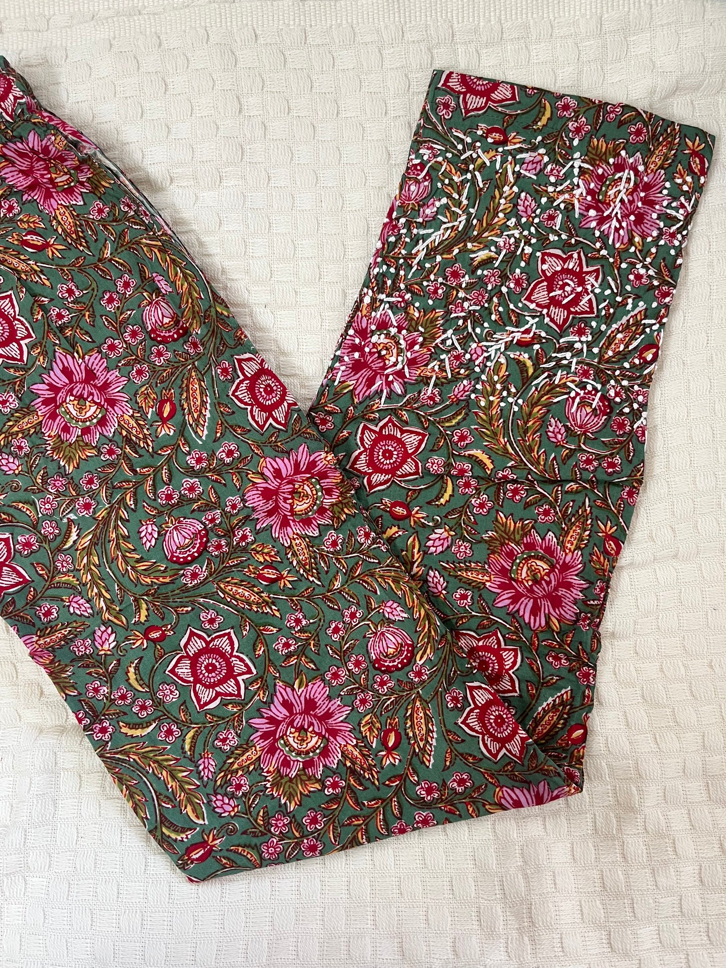 Straight Kurti and pant - Floral Lyla Green