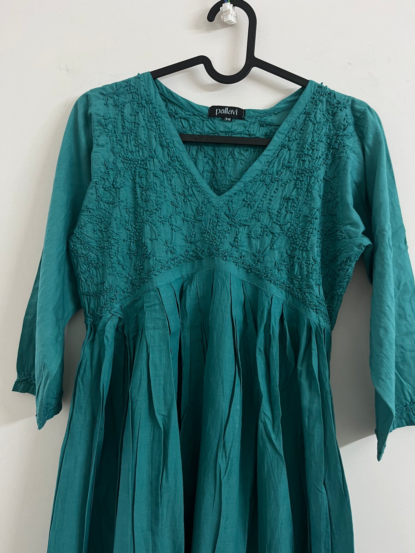 Aliya Cut Dress - Ocean Blue (with work on front and back)