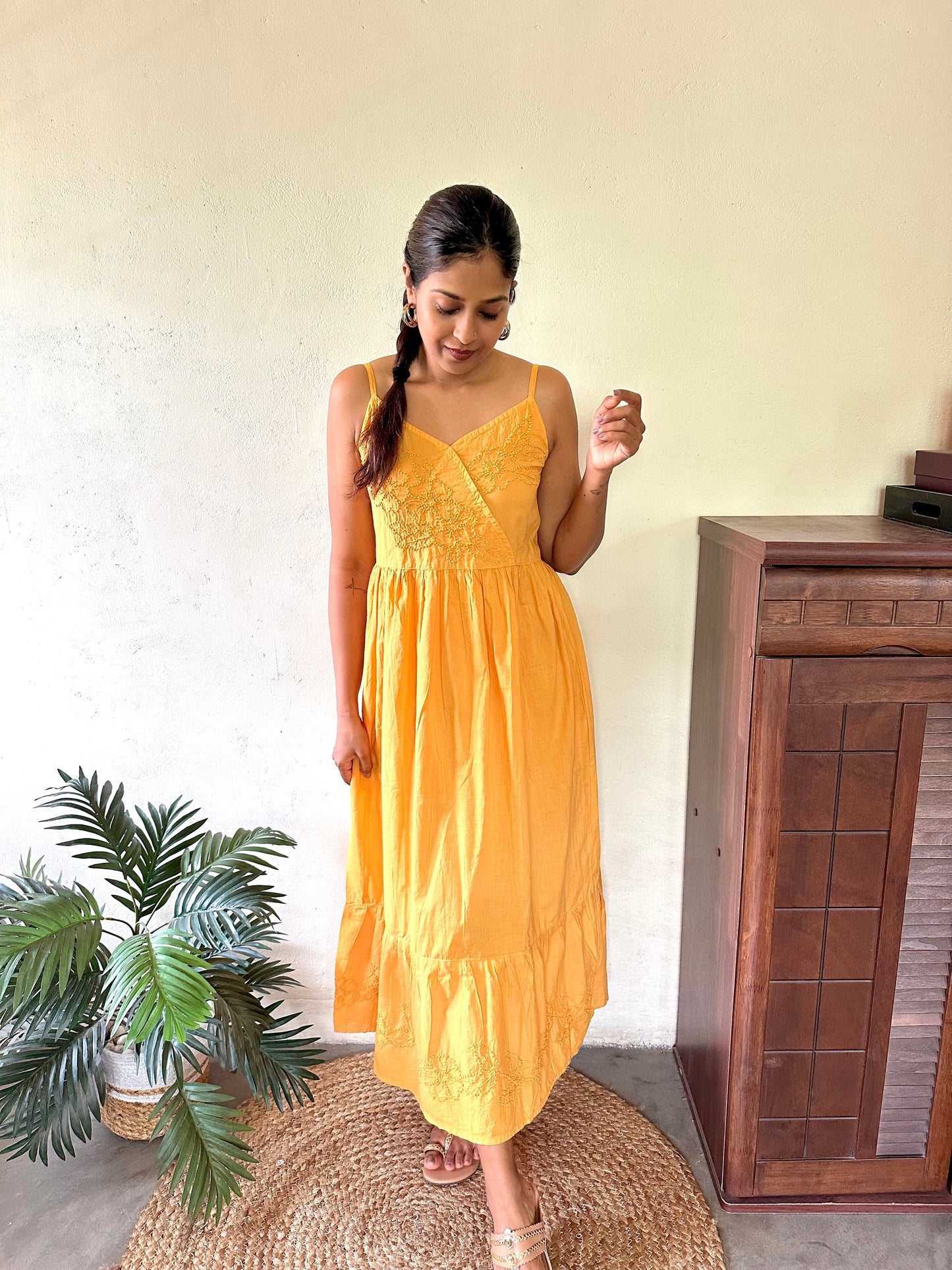 Garden whispers Dress - Mustard Yellow