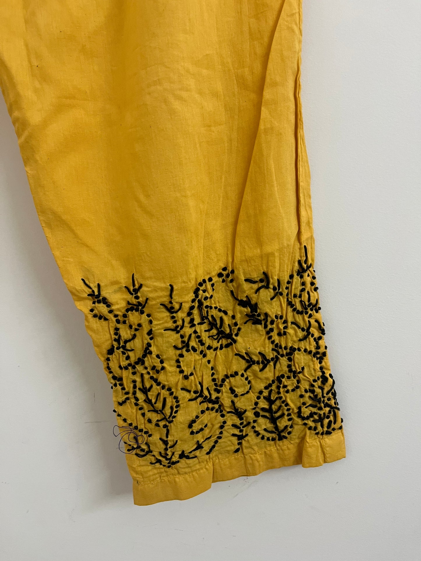Sleeveless Straight Kurti and Pant (co-ord set) - Black knote on Mustard Yellow