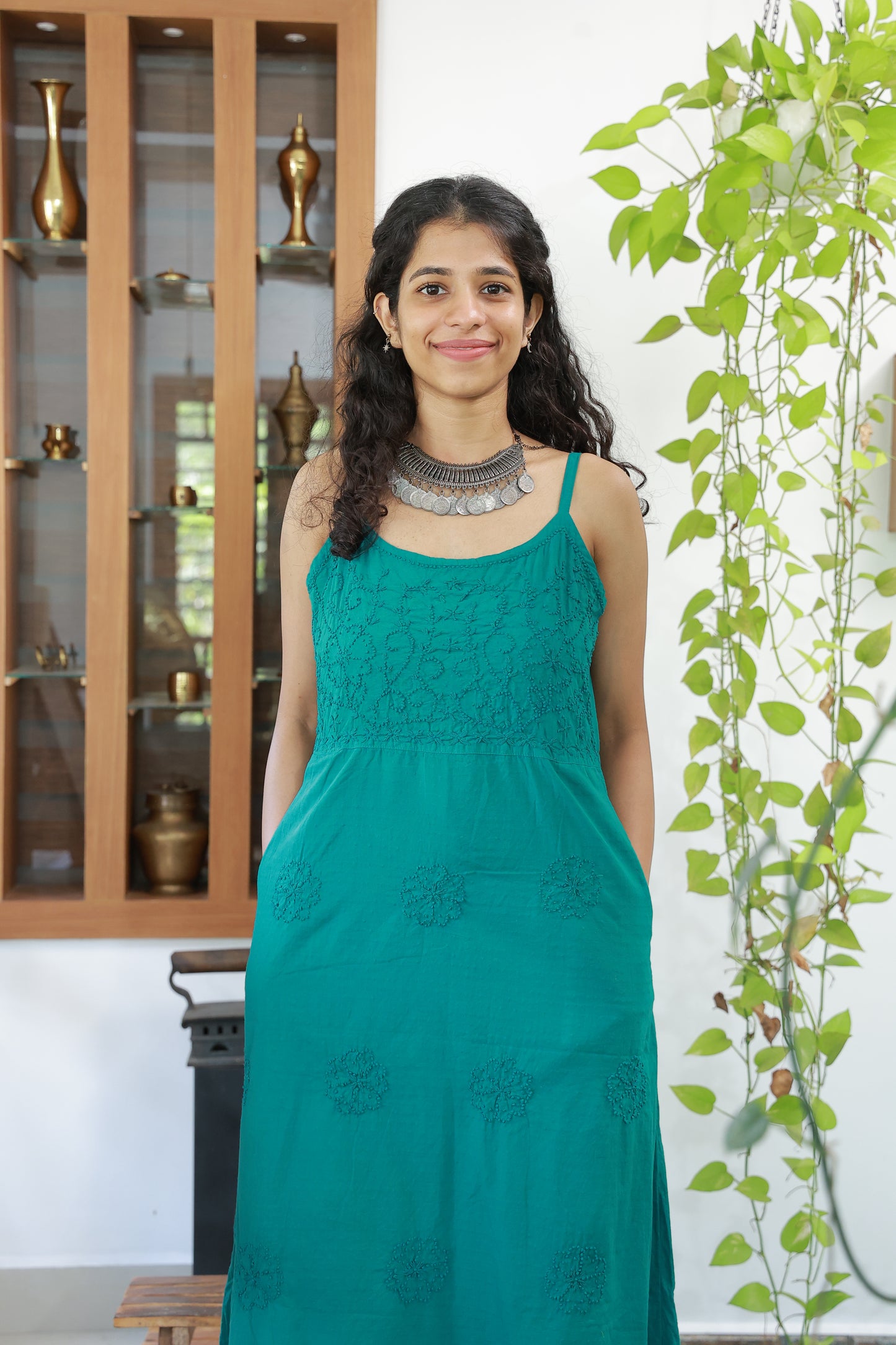 Sleeveless A-line Dress - Ocean Blue