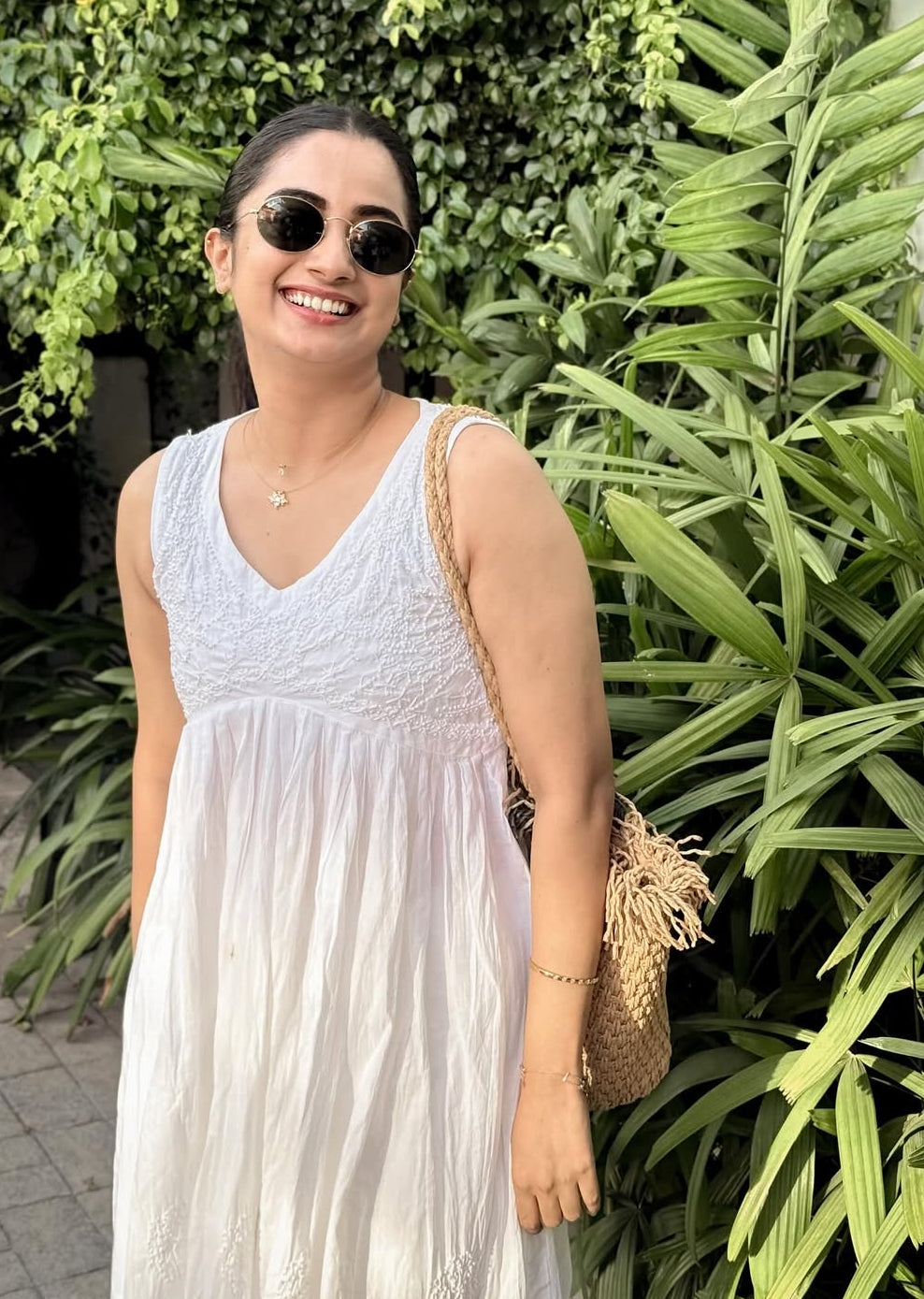 Sleeveless Aliya Cut Dress PRE-ORDER - White (with work on front and back)