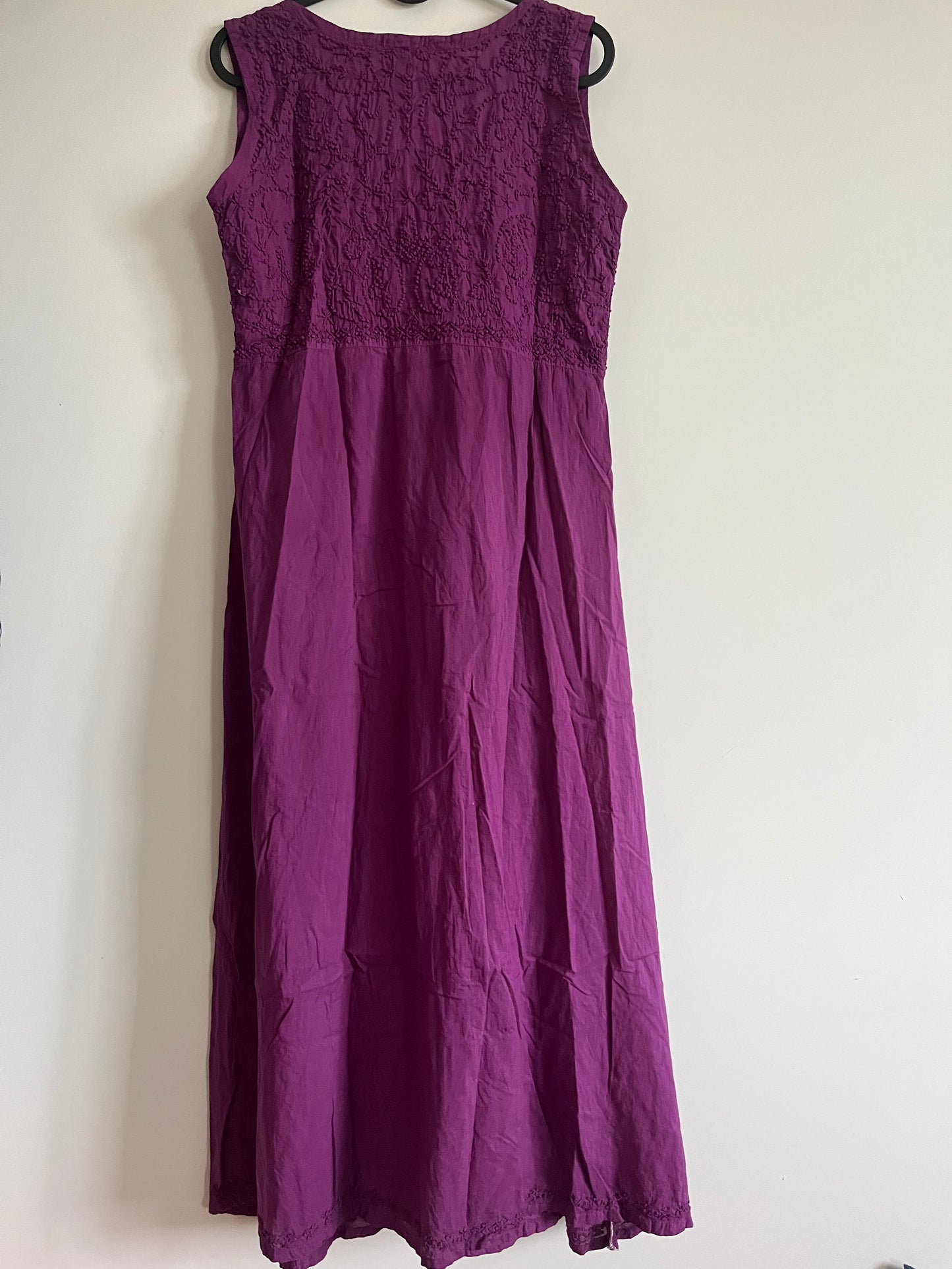 Sleeveless Aliya cut dress -Purple (with work on front and back)