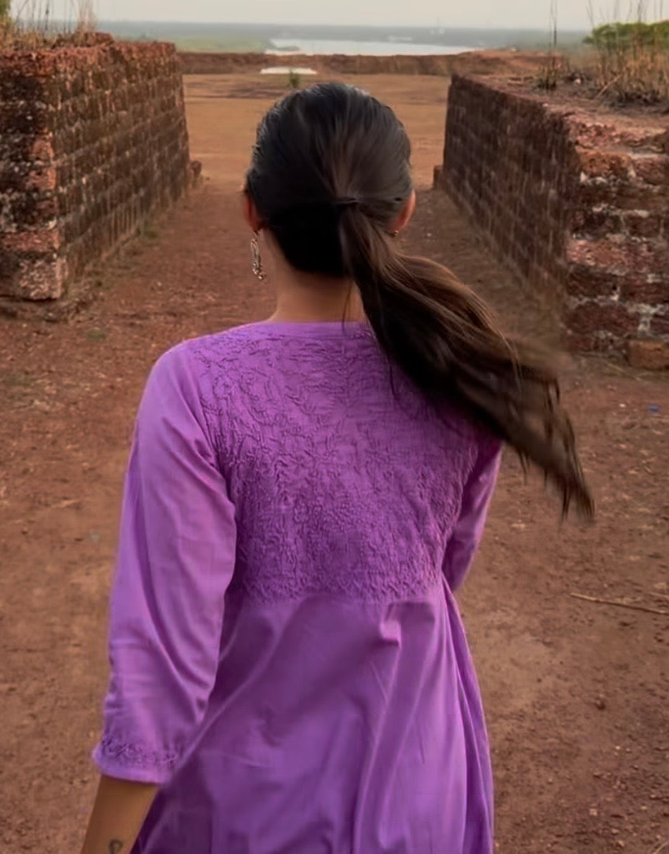 Aliya Cut Dress - Lilac (with work on front and back)