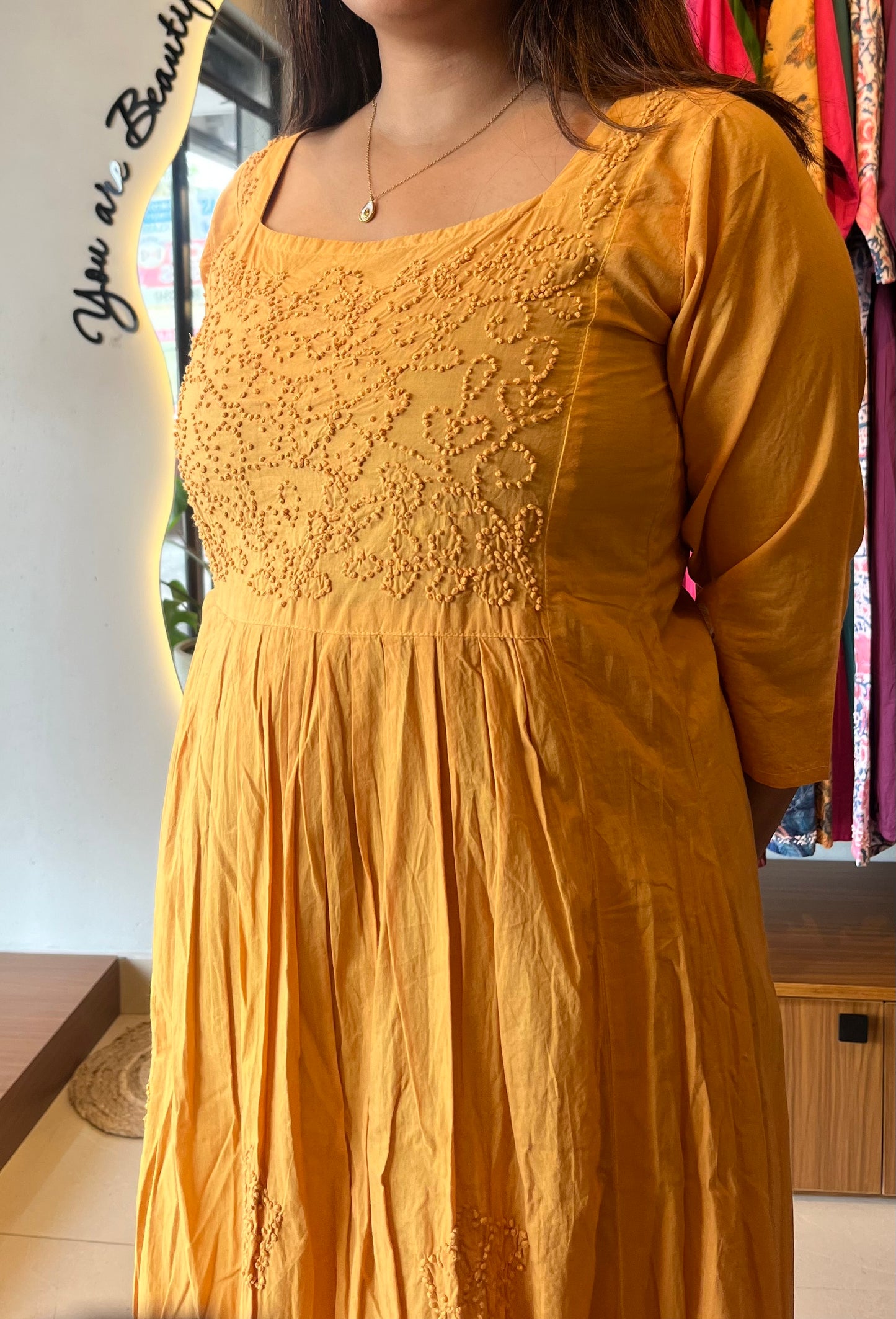Pleated dress - Mustard Yellow