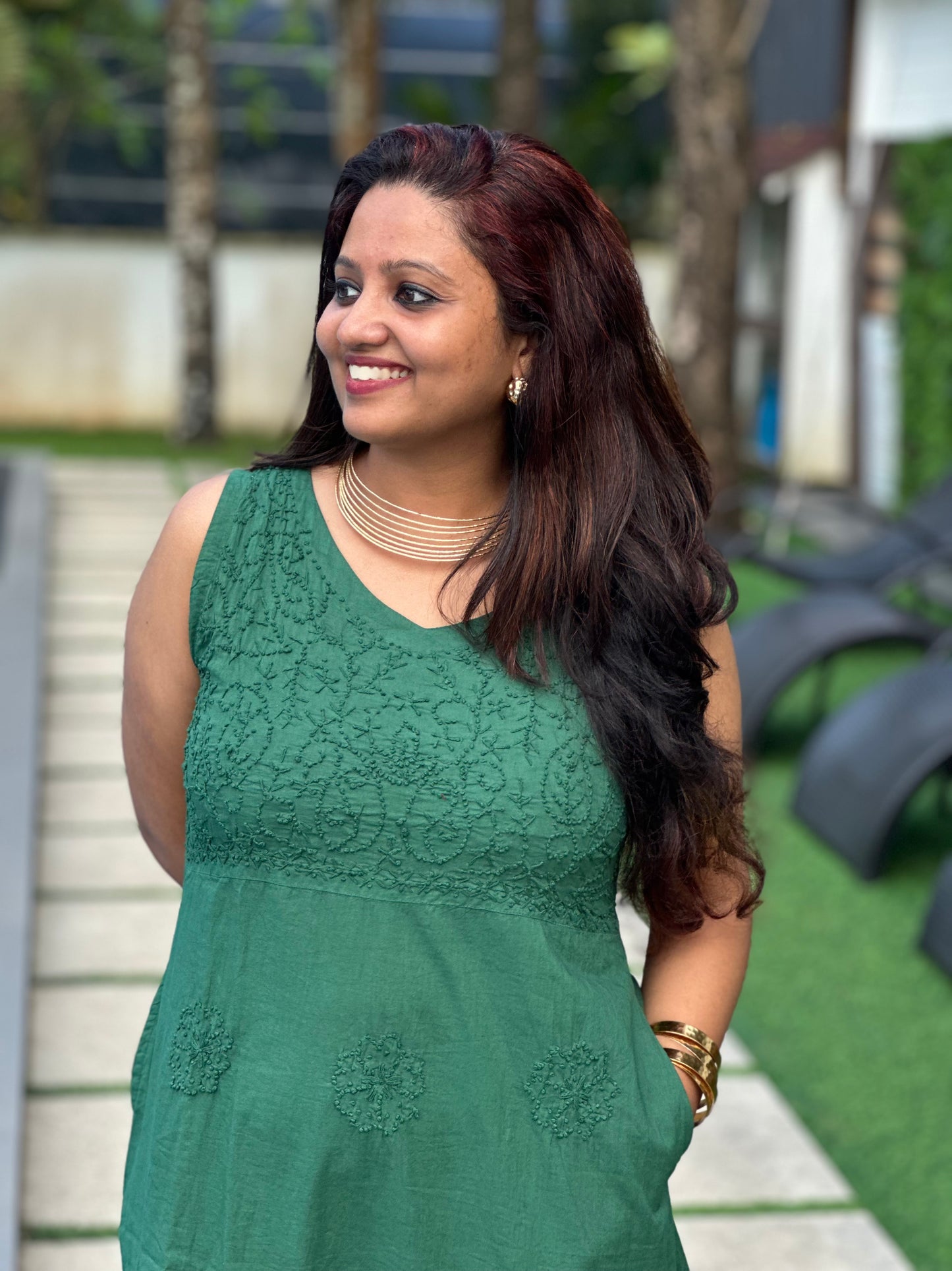 Sleeveless A-LINE Dress PRE-ORDER - Bottle green