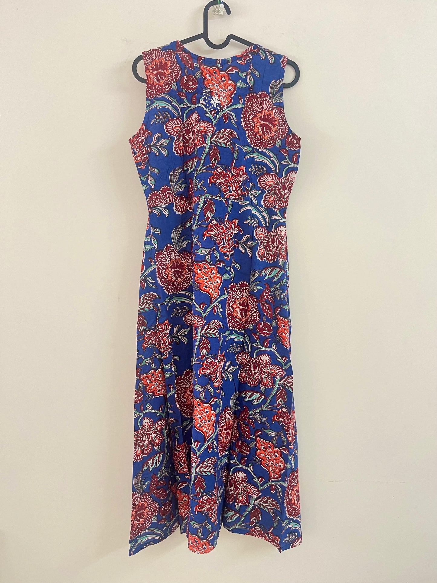 Sleeveless A-line Dress PRE-ORDER - Floral Blue Red