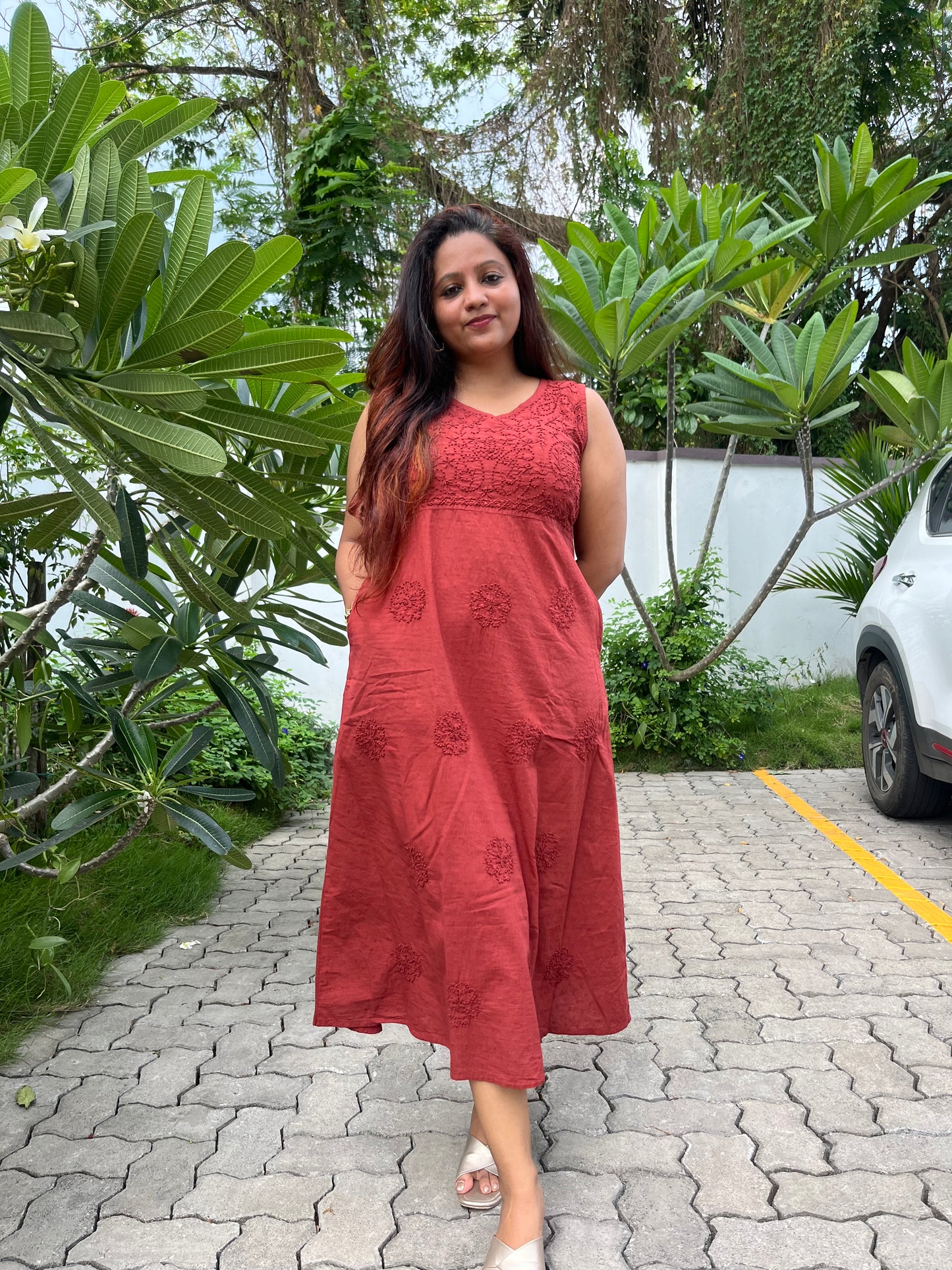 Sleeveless A-line Dress PRE-ORDER - Brown