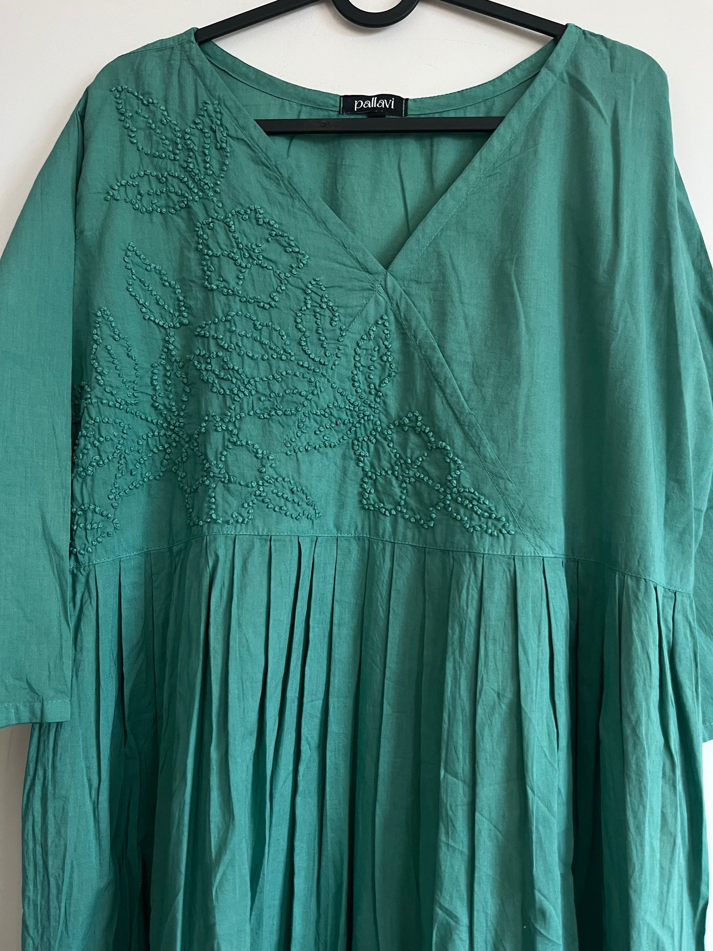 Pleated Angrakha dress - Teal