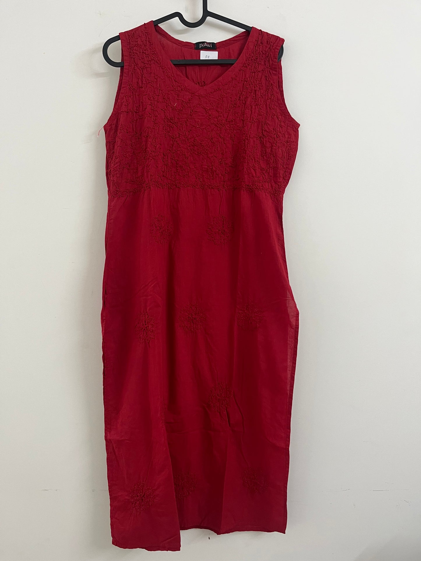 Sleeveless Straight kurti PRE-ORDER - Red