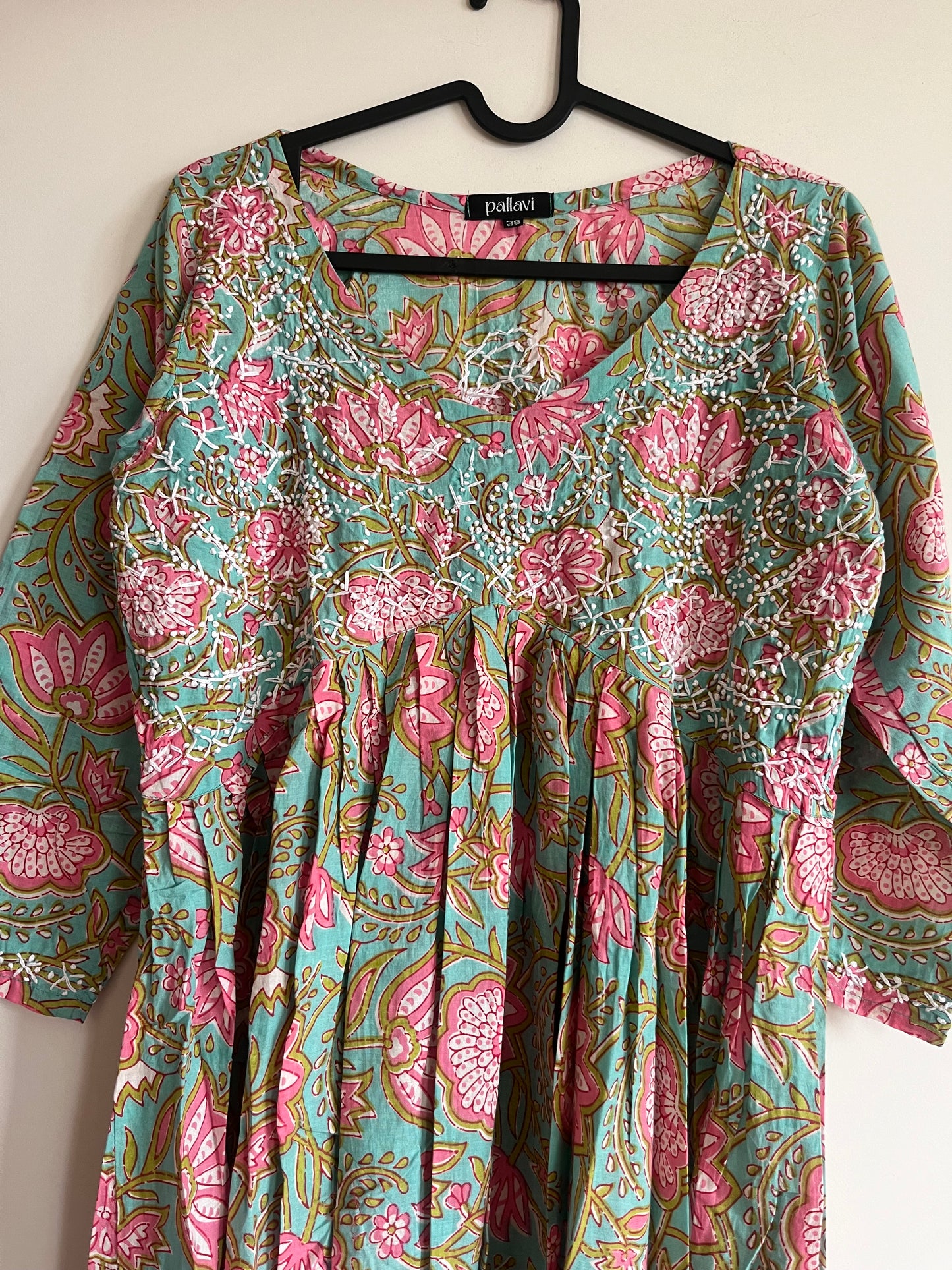 Aliya Cut Dress - Floral Teal Pink