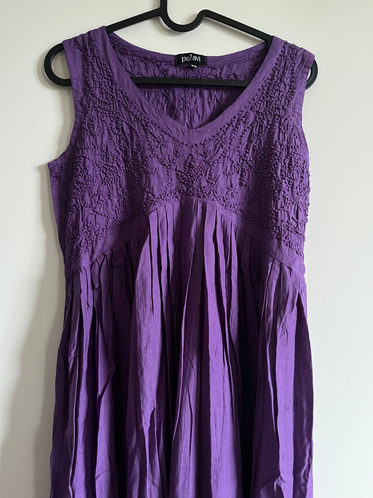Aliya Cut Sleeveless Dress -Dark Lavender (with work on front and back)
