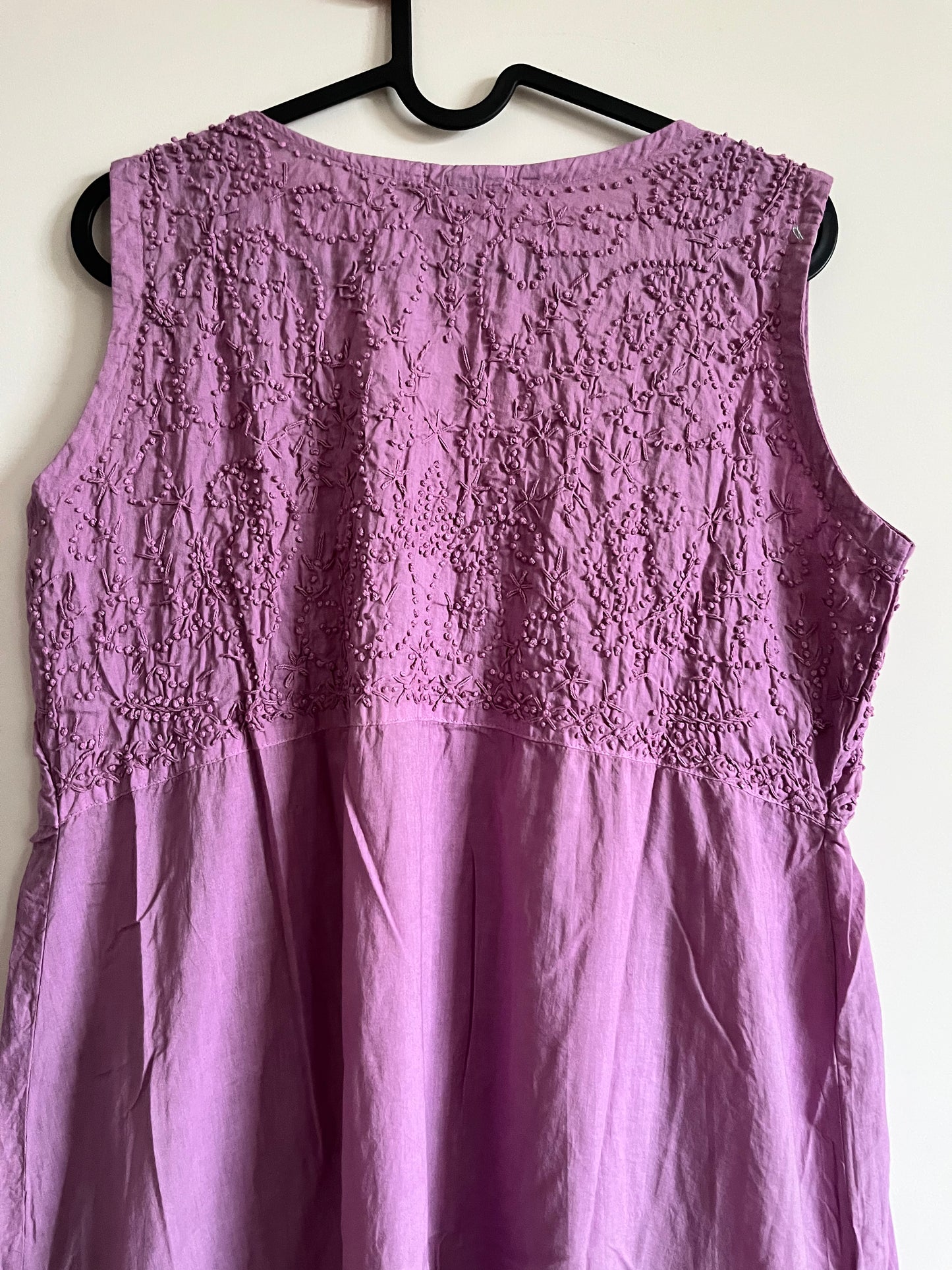 Sleeveless Aliya cut dress -Pink Lavender (with work on front and back)