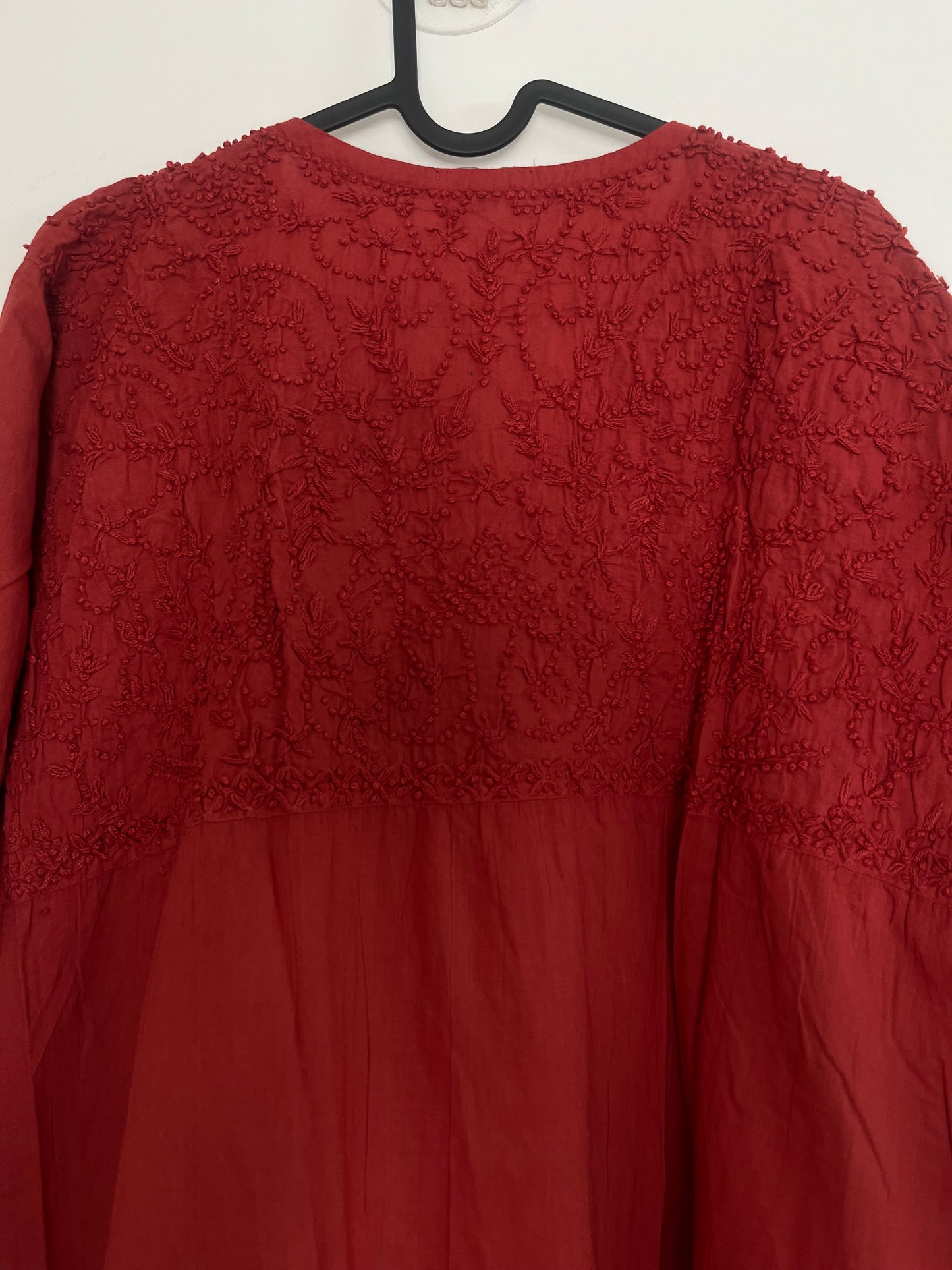 Aliya Cut Dress PRE-ORDER - Brick Red (with work on front and back)